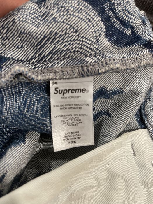 Supreme Supreme flames jacquard Baggy denim shorts | Grailed