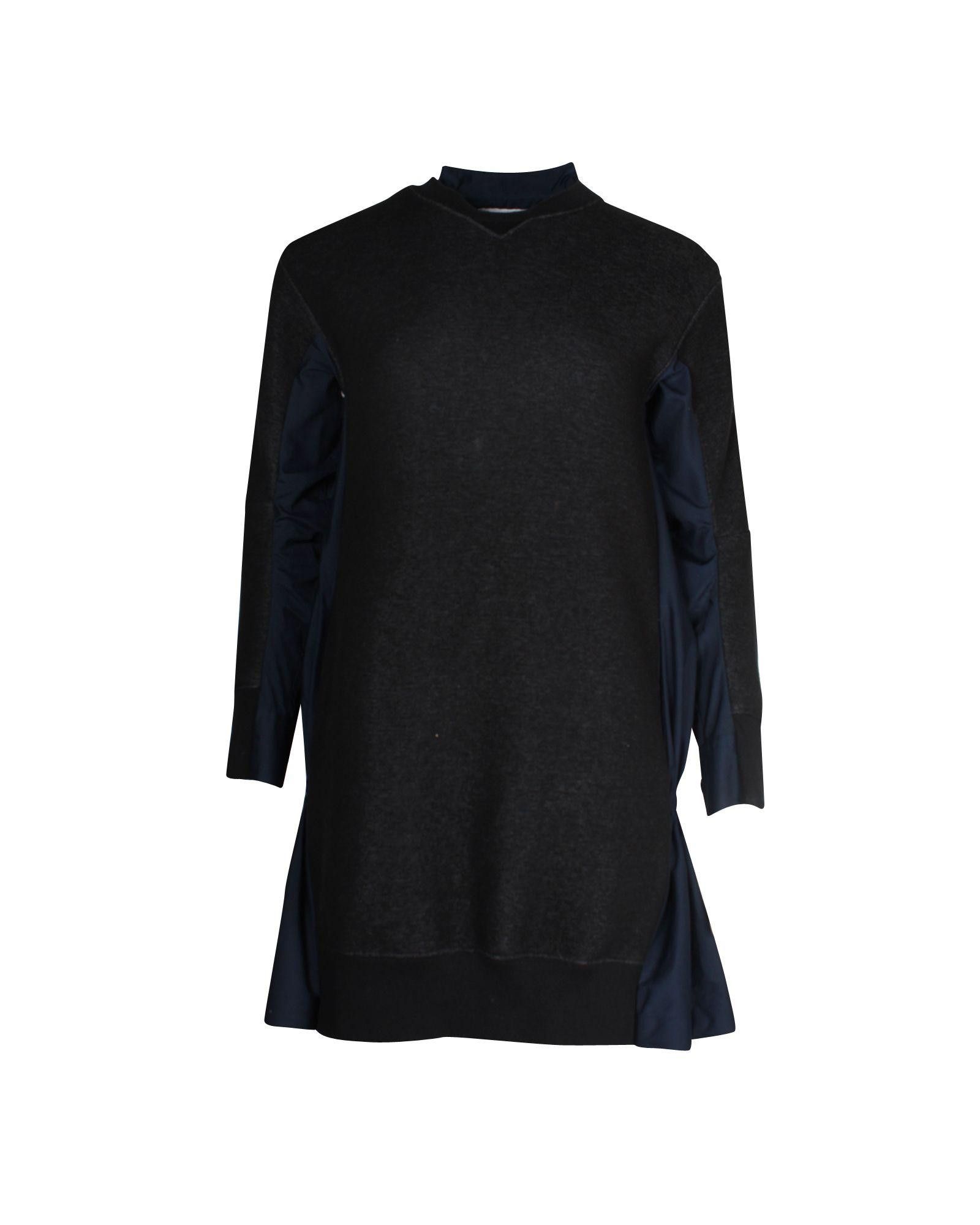 image of Sacai Two-Tone Sweater Dress With Pleated Back in Black, Women's (Size Small)