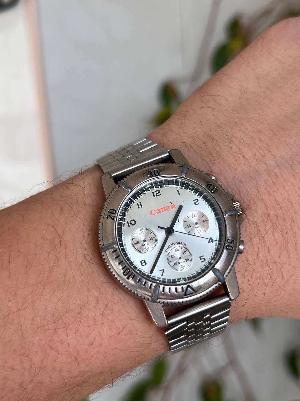 Canon × Japanese Brand 90s Canon Steel Metallic Chrome watch vintage Japan Style Size ONE SIZE - 1 Thumbnail