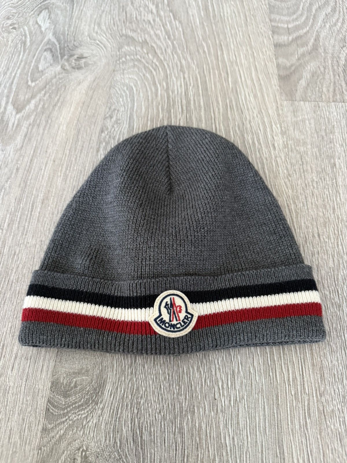 Moncler Moncler Grey Tricolor Wool Beanie | Grailed
