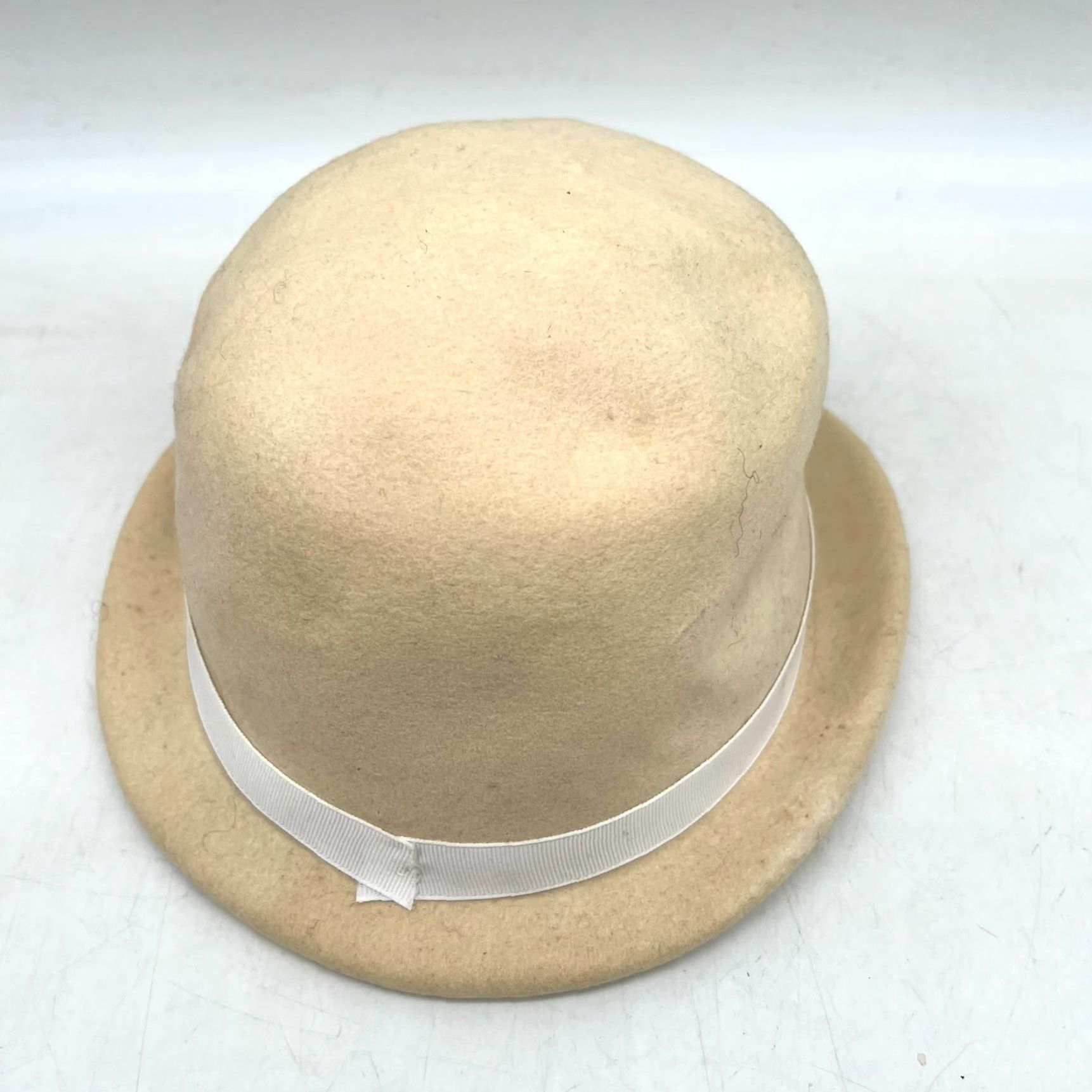 Vintage VINTAGE Keen's Bowler Hat Womens M Ivory Wool Felt Equestrian Fall Winter Spring 90s Size ONE SIZE - 3 Thumbnail