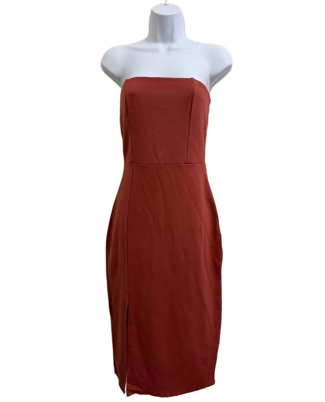 Other SOPRANO Strapless Dress with Side Slit in Indian Red (SMALL) Size S / US 4 / IT 40 - 1 Thumbnail