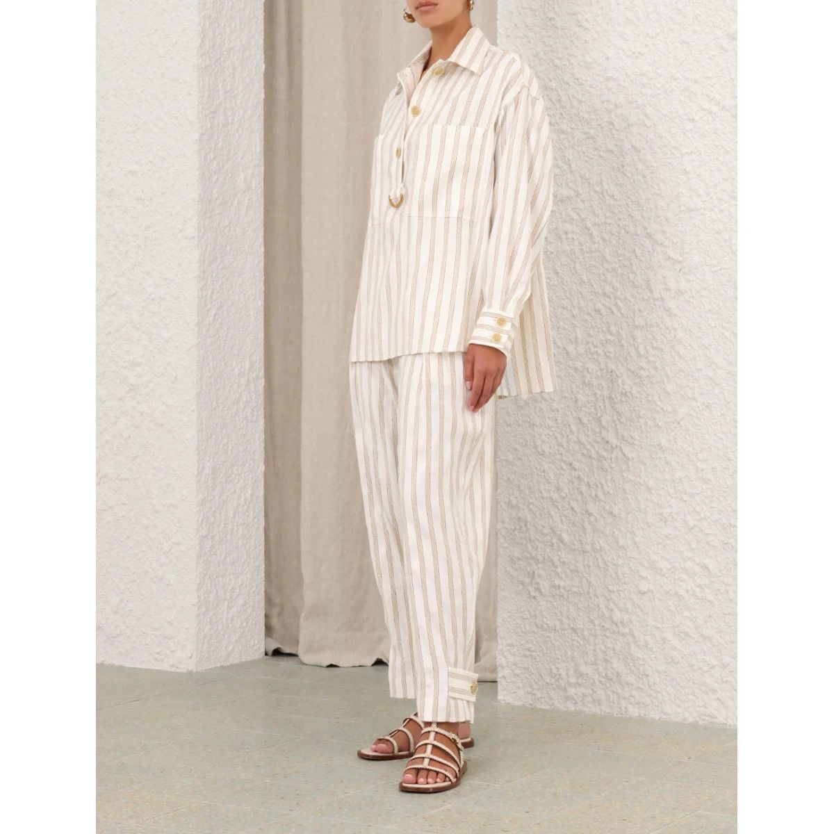 Zimmermann oc11z0226 Illuminate Striped Shirt In Multicolor Size M / US 6-8 / IT 42-44 - 6 Thumbnail