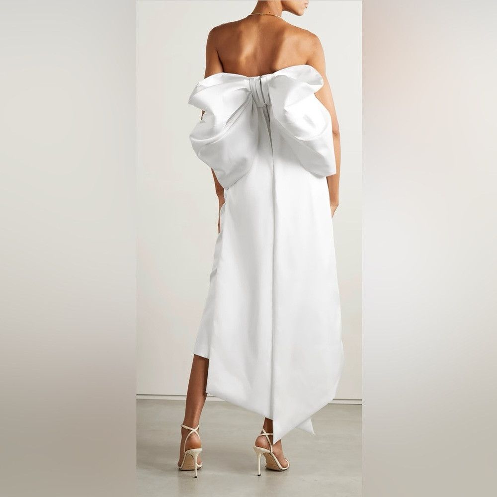 Other New | Rasario BOW-EMBELLISHED SATIN MIDI DRESS IN WHITE 8 Size M / US 6-8 / IT 42-44 - 1 Thumbnail