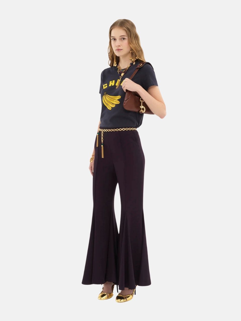 Chloe o1loc1c10226 Banana Print T-Shirt in Twilight Blue Size XS / US 0-2 / IT 36-38 - 4 Thumbnail