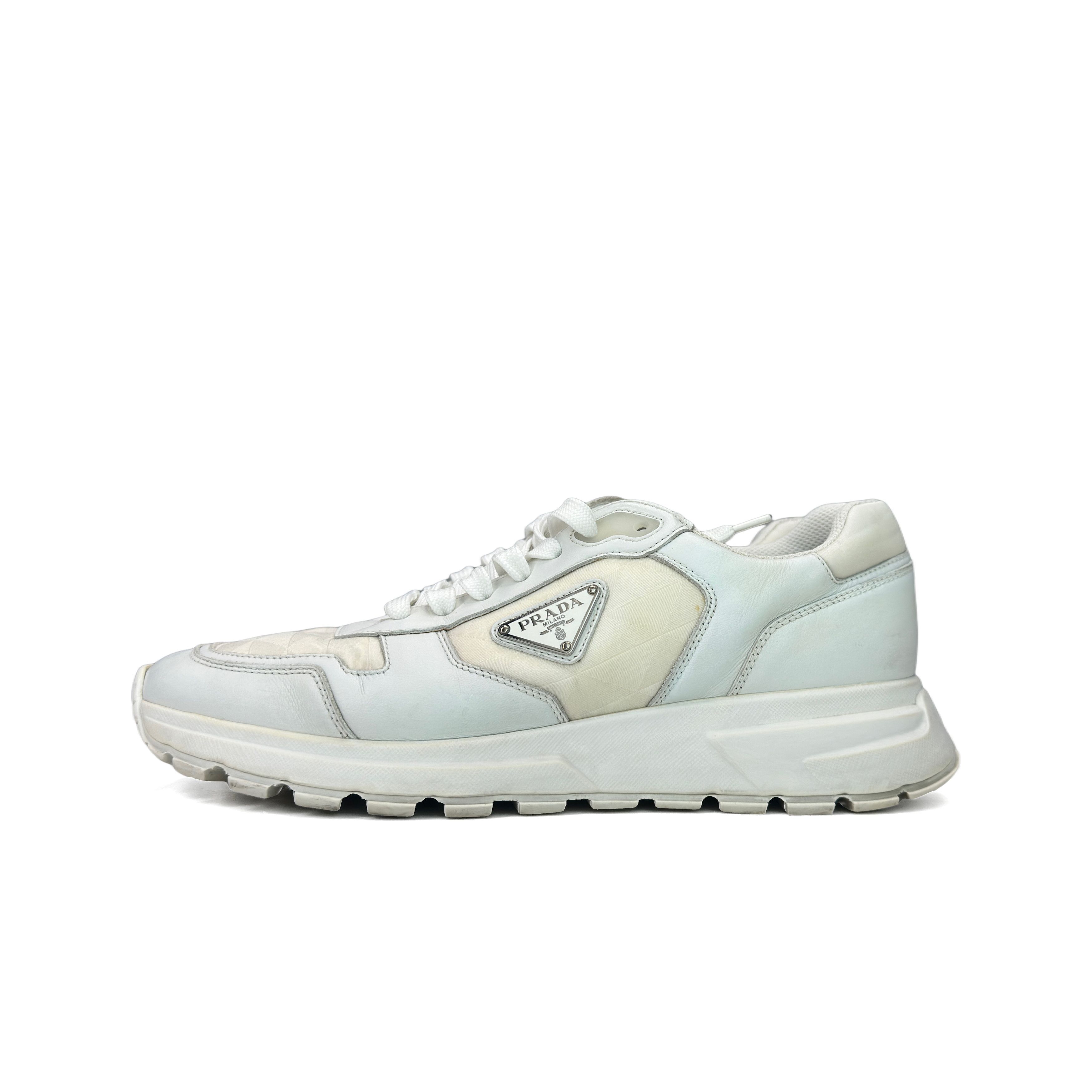Prada Prada Re-Nylon Leather Low-Top Sneakers White Size 42 Size US 9 / EU 42 - 1 Thumbnail