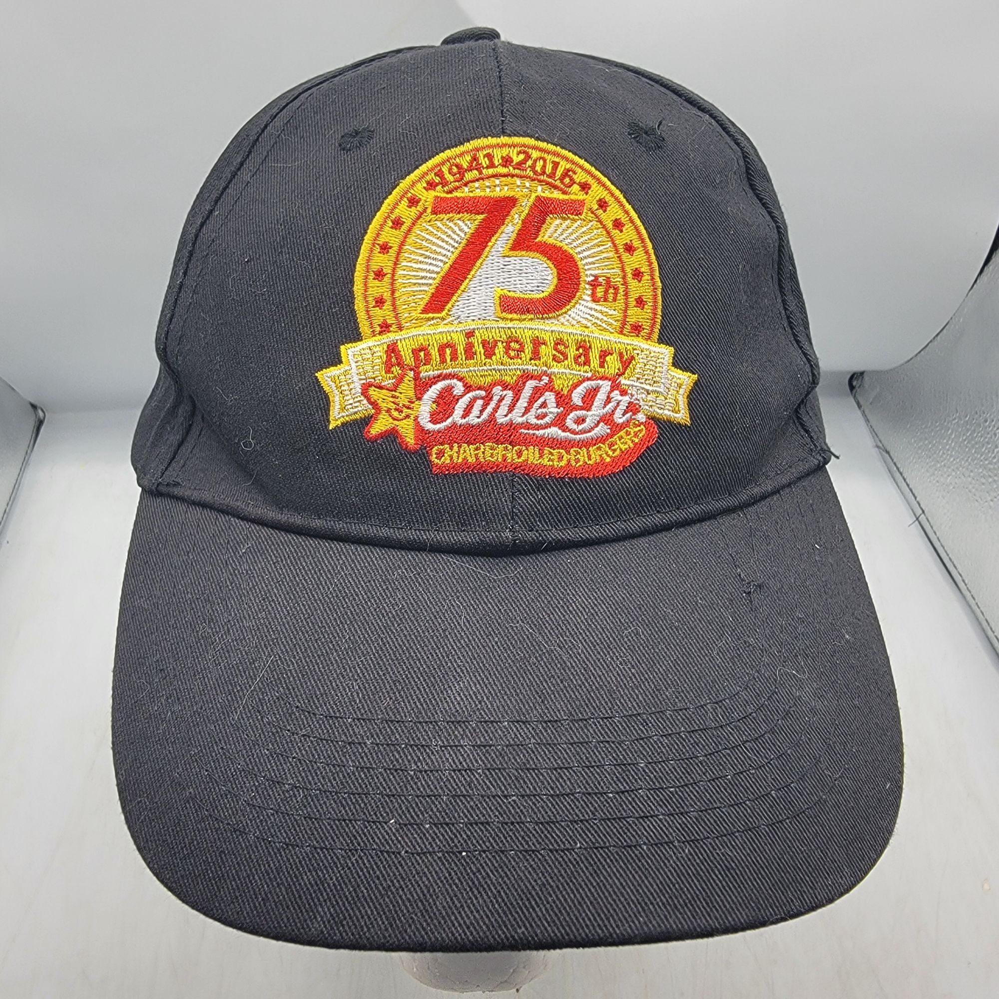 Other Carls Jr 75th Anniversary Adults Black Baseball Hat Cap Adju Size ONE SIZE - 1 Thumbnail