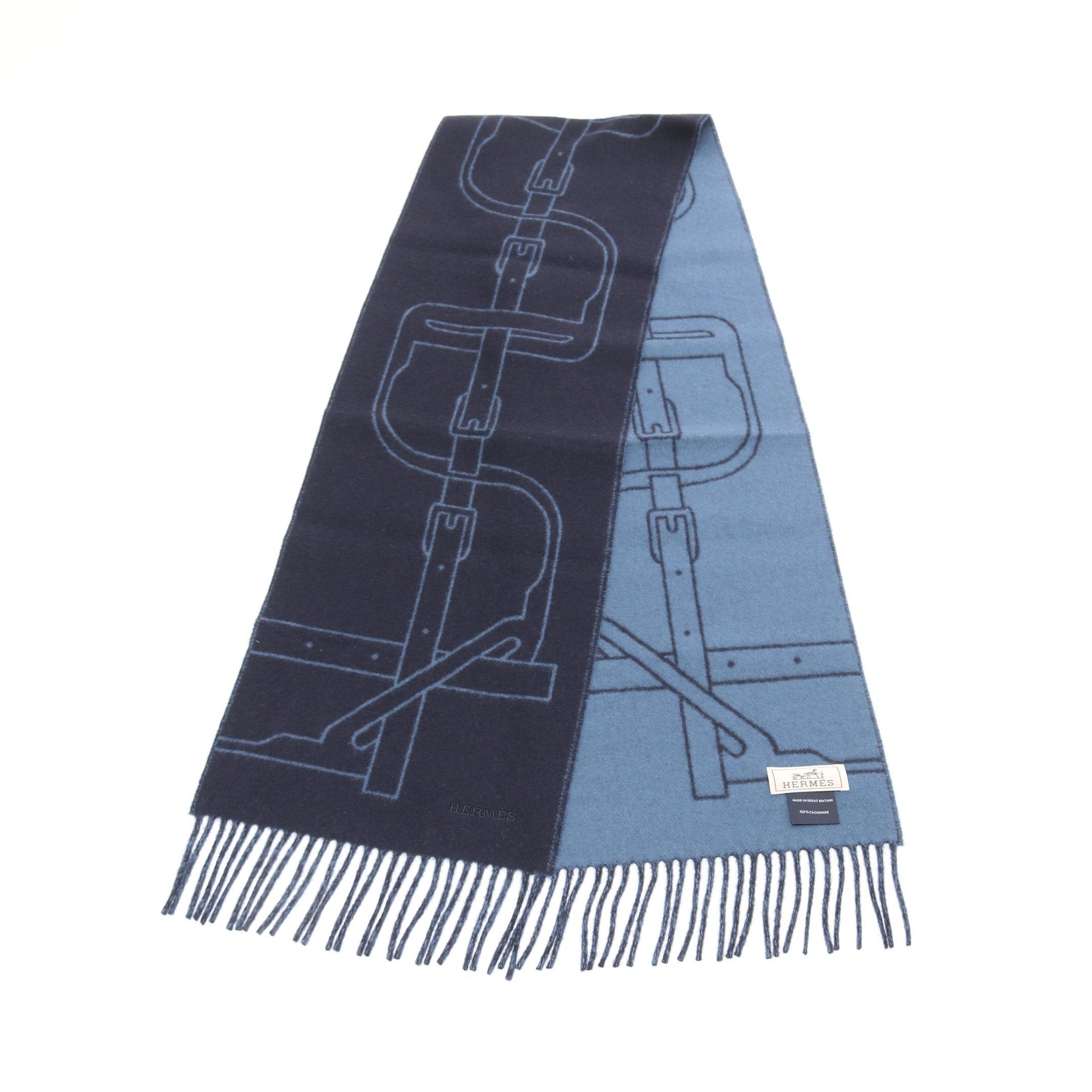 Hermes Hermes Mors A Jouets Scarf Cashmere Navy Blue Size ONE SIZE - 1 Thumbnail