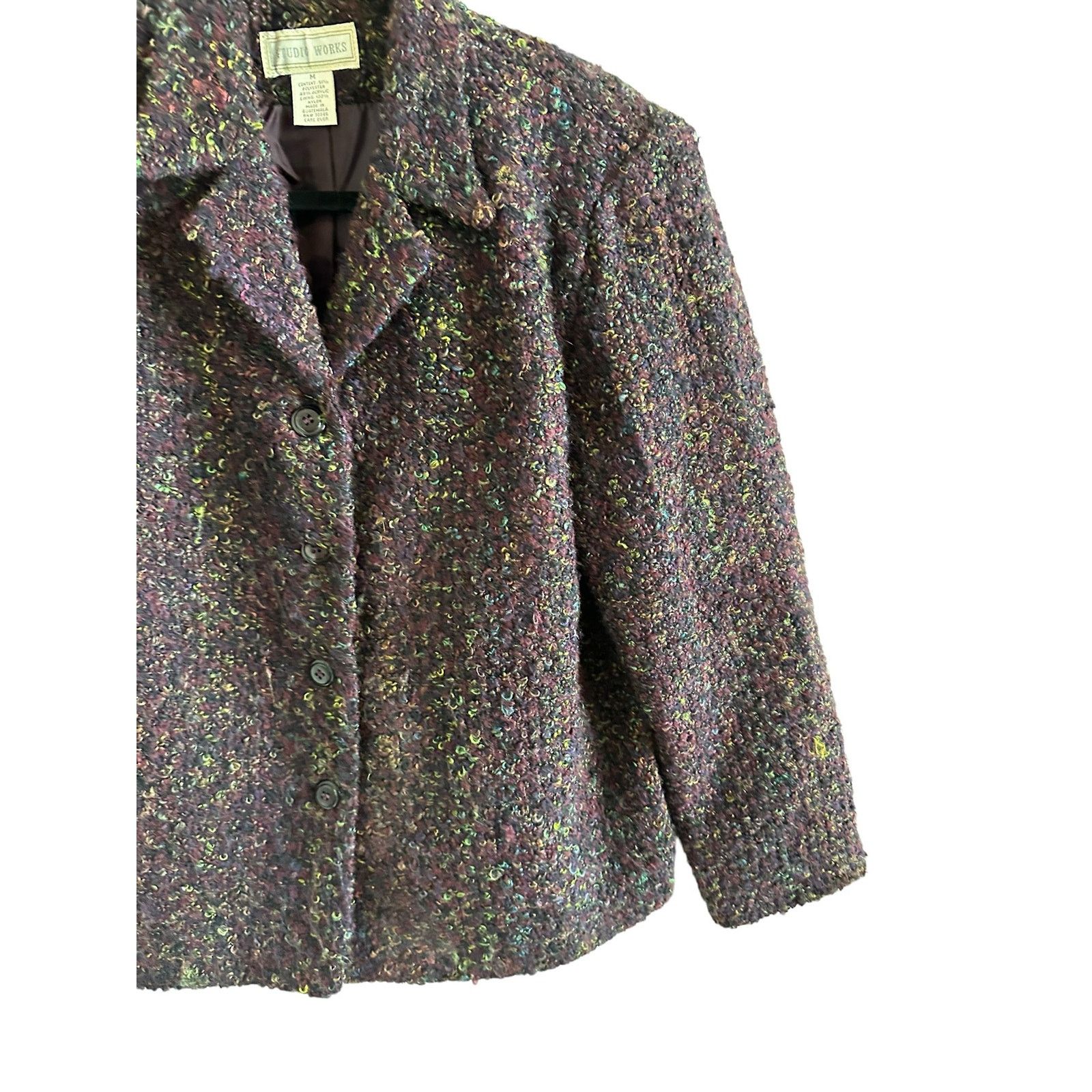 Other Studio Works Medium Purple Tweed Long Sleeve Button Up Coat Size M / US 6-8 / IT 42-44 - 6 Thumbnail