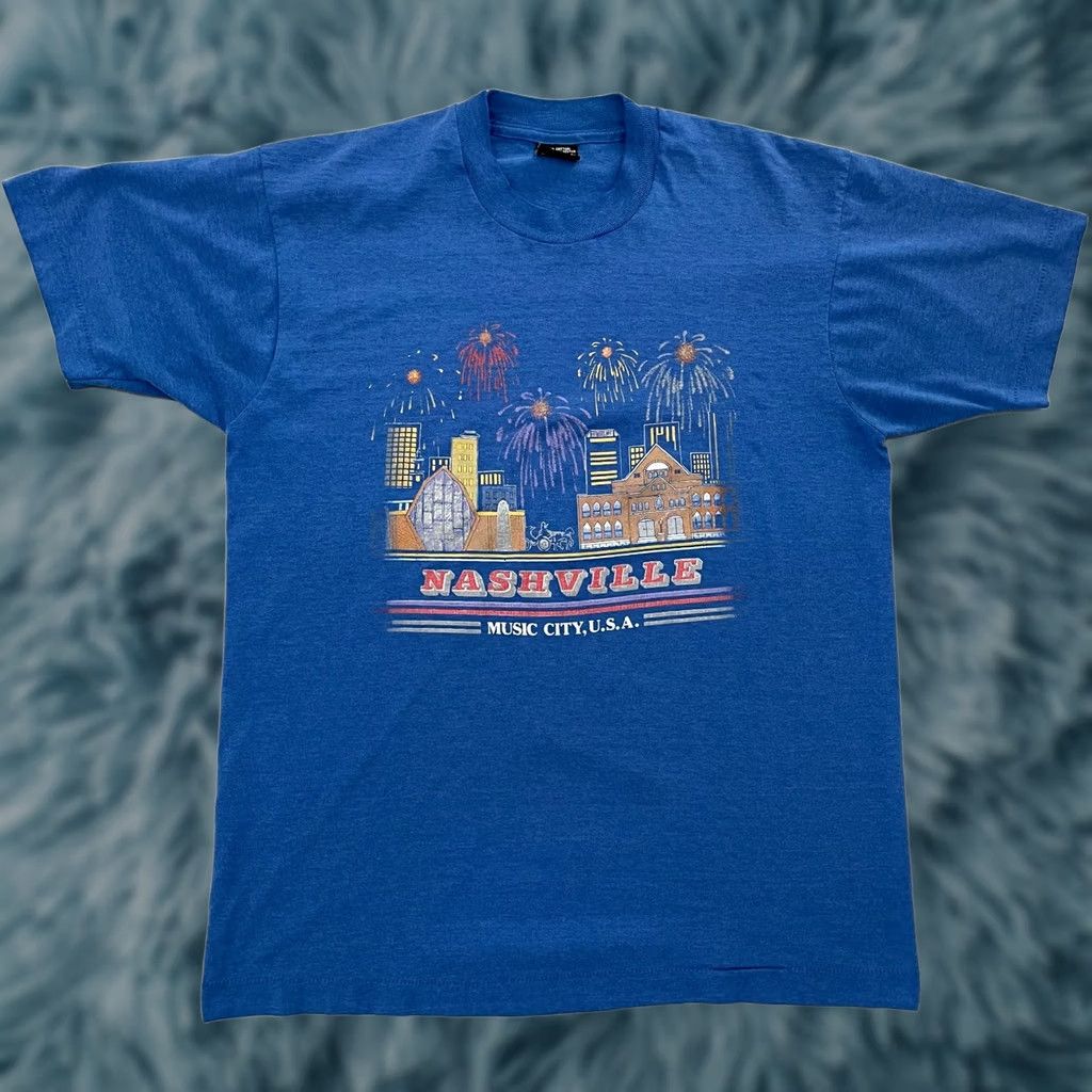Vintage VINTAGE Nashville Shirt Adult Large Blue Music City USA Crew Neck Short Sleeve L Size US L / EU 52-54 / 3 - 1 Thumbnail