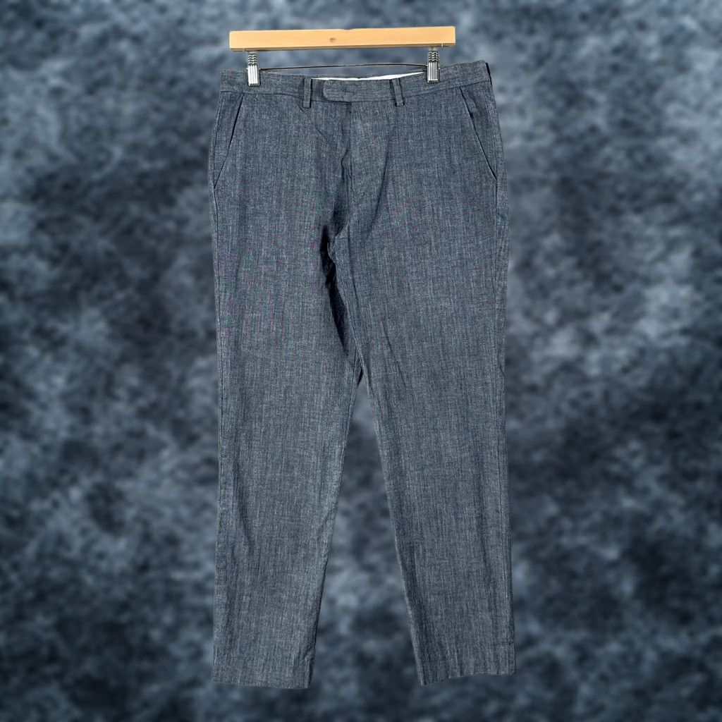 J.Crew J.Crew Bowery Slim Cone Denim Pants Mens 32x30 Blue Chino Chambray Slim Fit Tapered Flat Front Pockets 100% Cotton Casual Size US 32 / EU 48 - 1 Thumbnail
