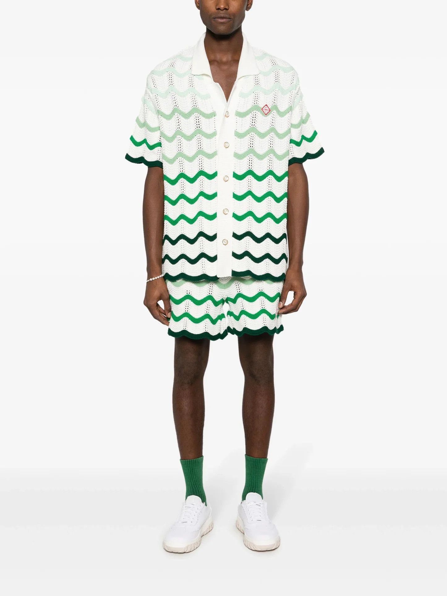 Casablanca o1mle0326 Wave Texture Shorts in Green/White Size US 30 / EU 46 - 2 Thumbnail