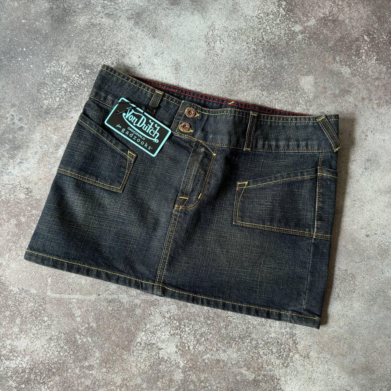 Von Dutch Y2K Von Dutch Multipocket Washed Denim Sexy Mini Skirt Size 28" / US 6 / IT 42 - 2 Thumbnail