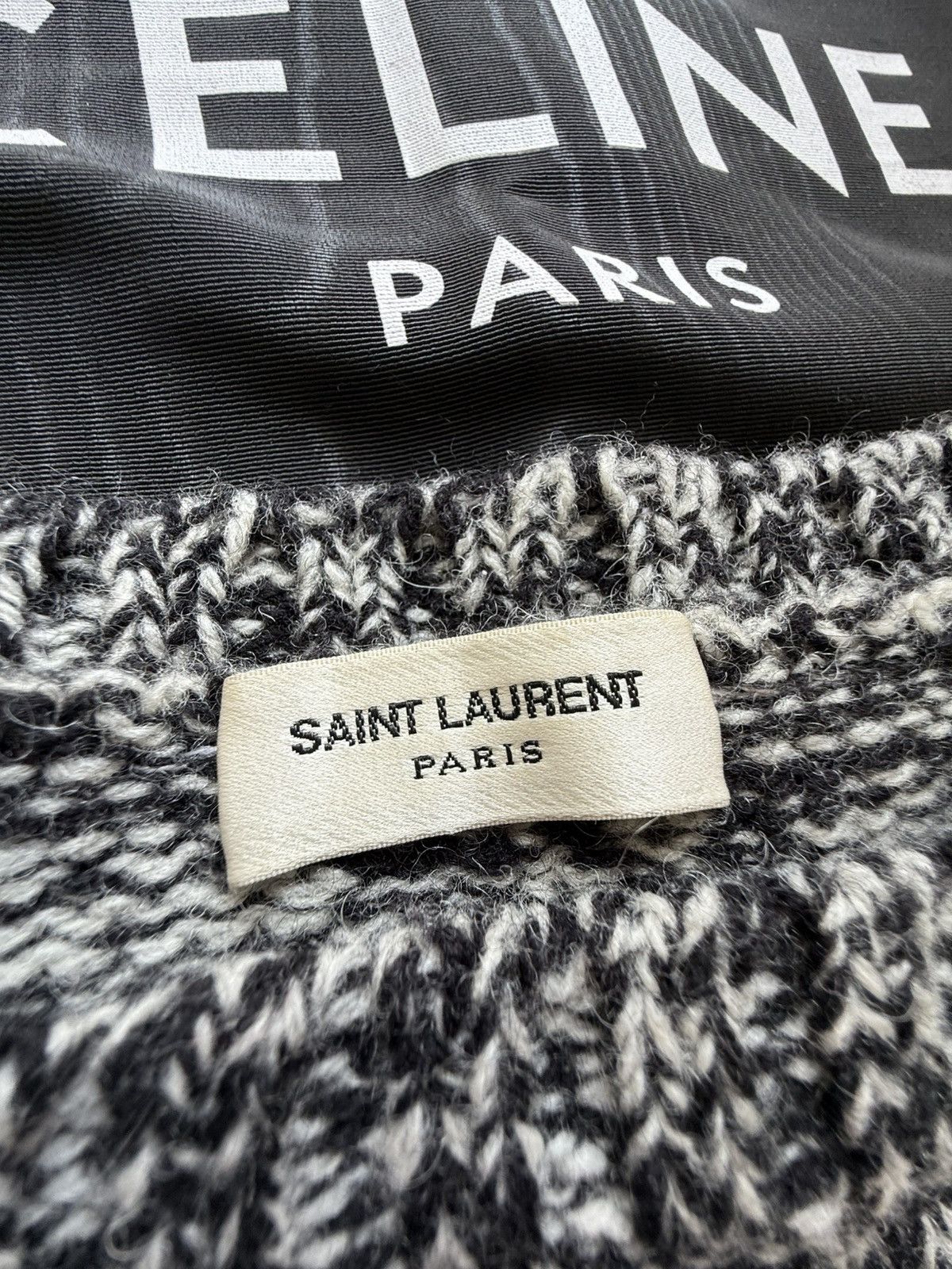 Saint Laurent Paris 1/1 FW16 Saint Laurent sample sweater leather wool scoop Size US S / EU 44-46 / 1 - 22 Thumbnail