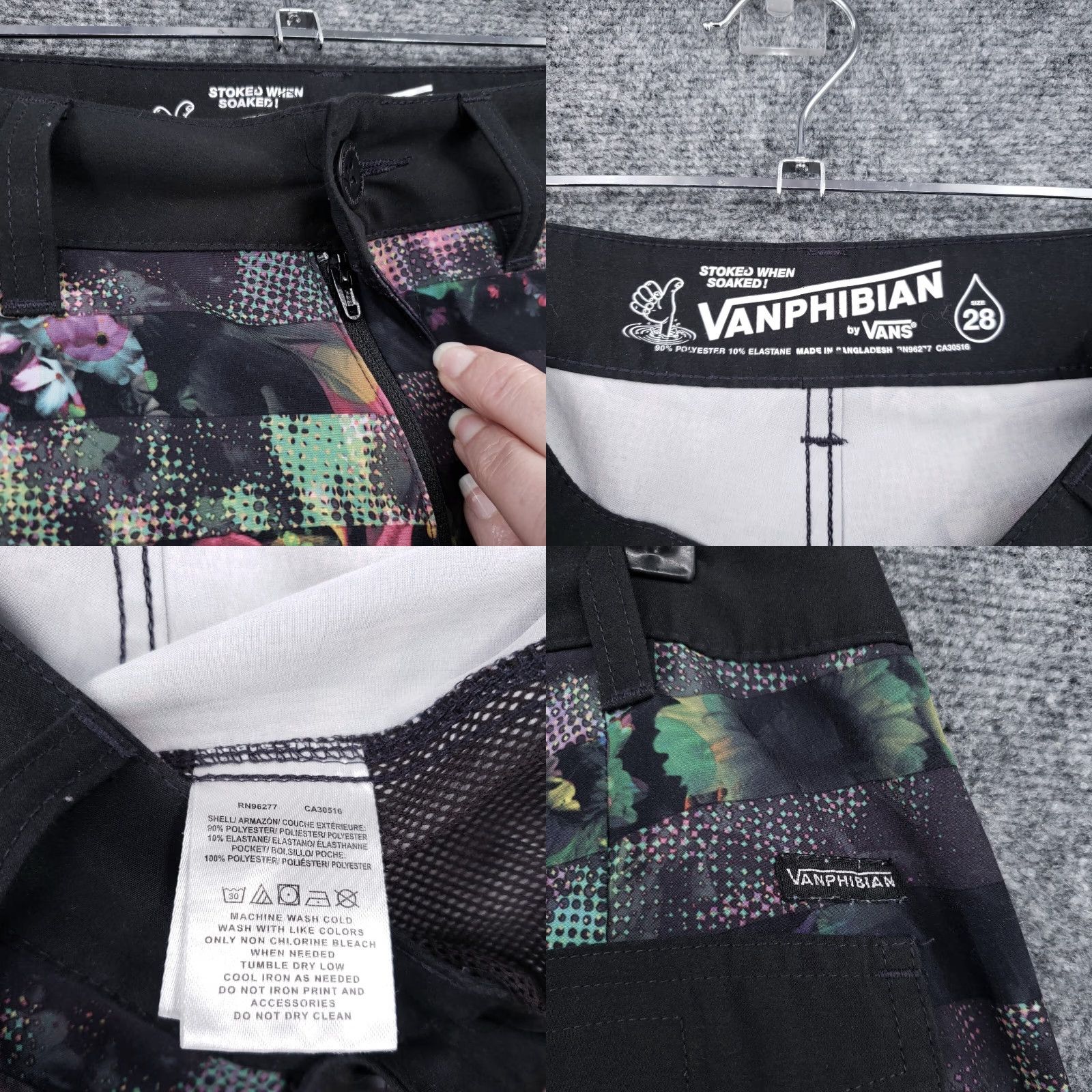 Vans VANS Vansphibian Shorts Men 28 Black Floral Hybrid Board Swim Trunks Surf Stretch Size US 28 / EU 44 - 8 Thumbnail