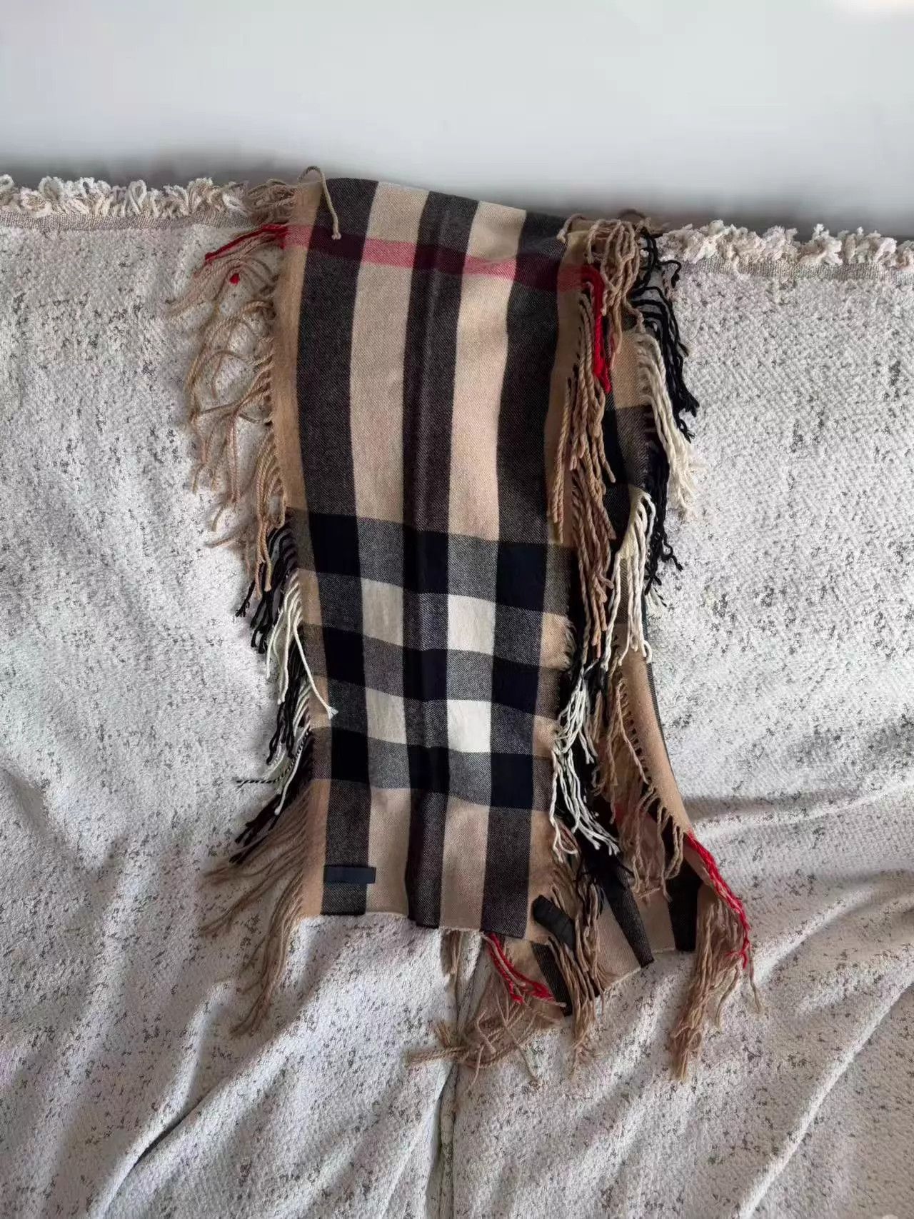 Burberry Burberry Check Cashmere Fringe Scarf Size ONE SIZE - 2 Thumbnail