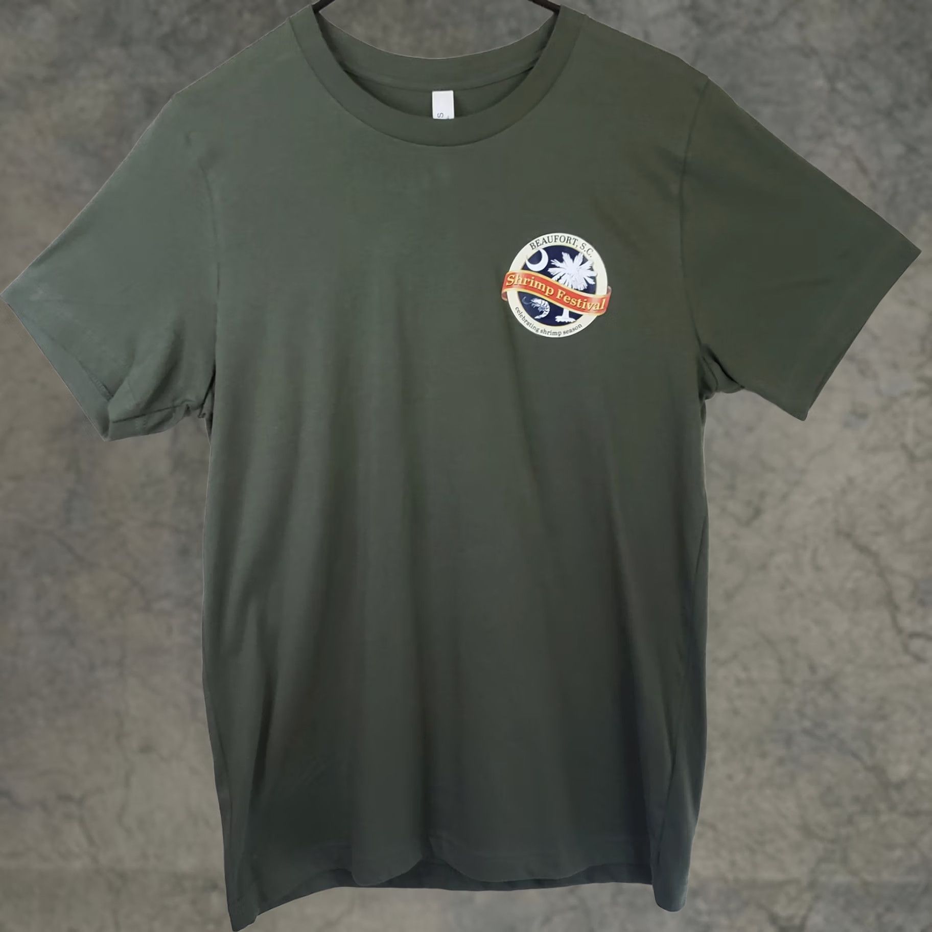Shrimps Canvas T-Shirt Men M Green Short Sleeve Shrimp Graphics Beaufort Shrimp Festival New! Size US M / EU 48-50 / 2 - 1 Thumbnail