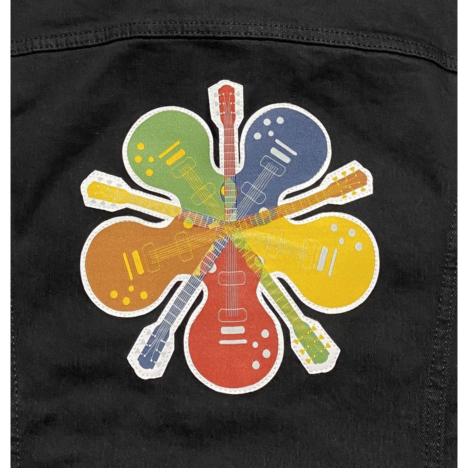 Levi's Levi's Premium Trucker Jacket Large Black Denim Guitar Flower Back Patch Mens Size US L / EU 52-54 / 3 - 4 Thumbnail