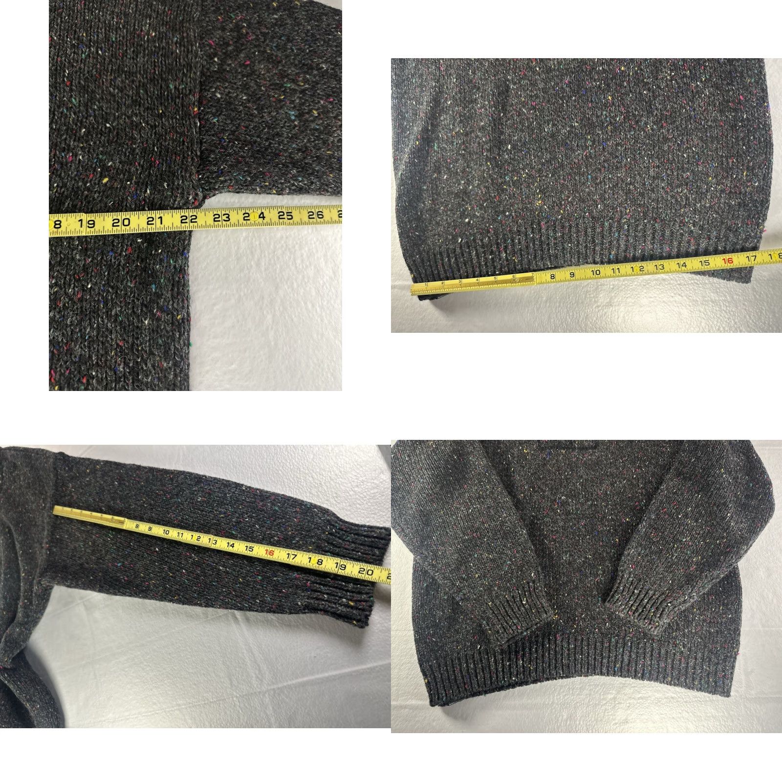 Vintage FLUID Fleck Knit Henley Sweater Men’s Large Gray Wool Blend Button Pullover Size US L / EU 52-54 / 3 - 8 Thumbnail