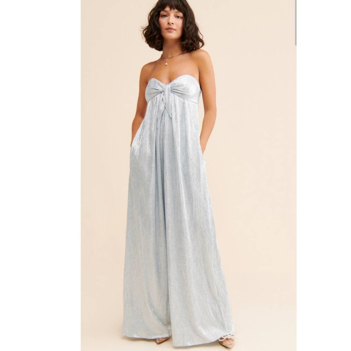 Free People New Free People Olivia Strapless Metallic Jumpsuit $300 Sz S Size 28" / US 6 / IT 42 - 4 Thumbnail