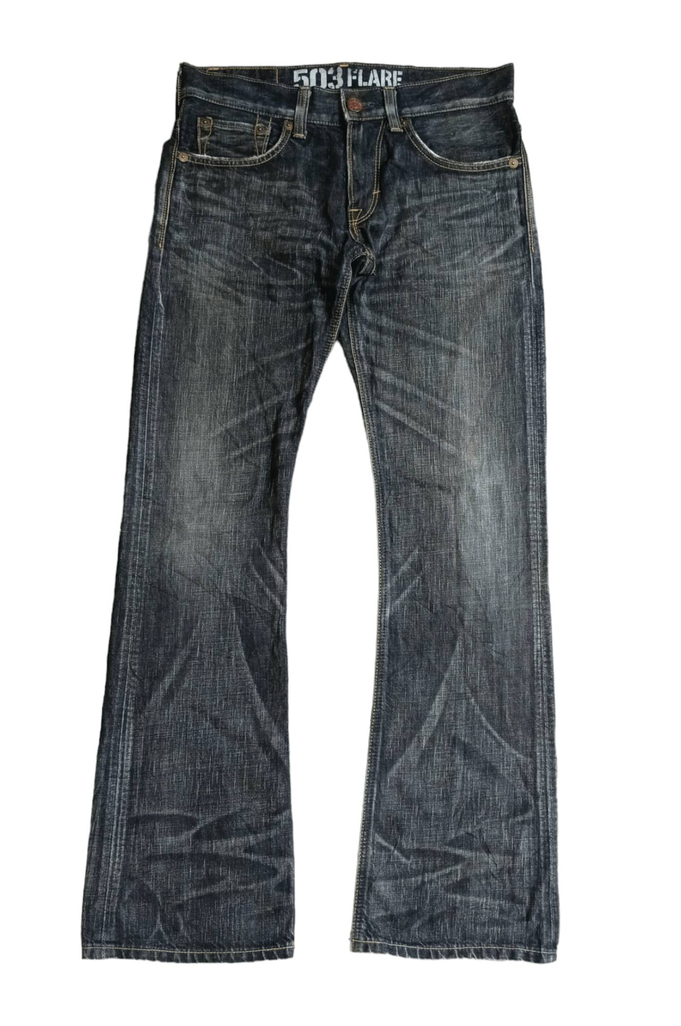 Vintage WASHED BLACK EDWIN VINTAGE 503 FLARE Size US 30 / EU 46 - 1 Thumbnail