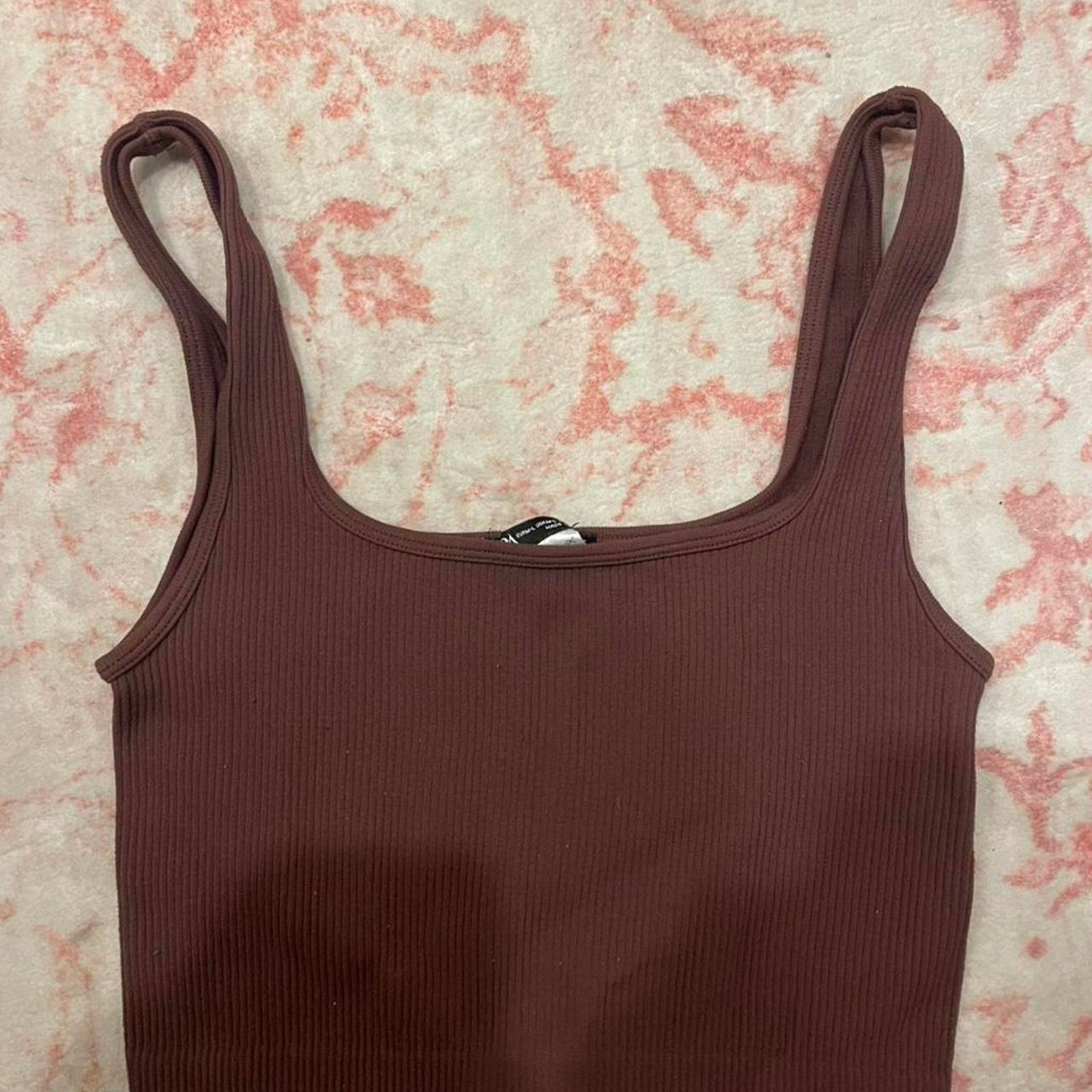 Zara Zara brown ribbed cripped tank Size M / US 6-8 / IT 42-44 - 2 Thumbnail