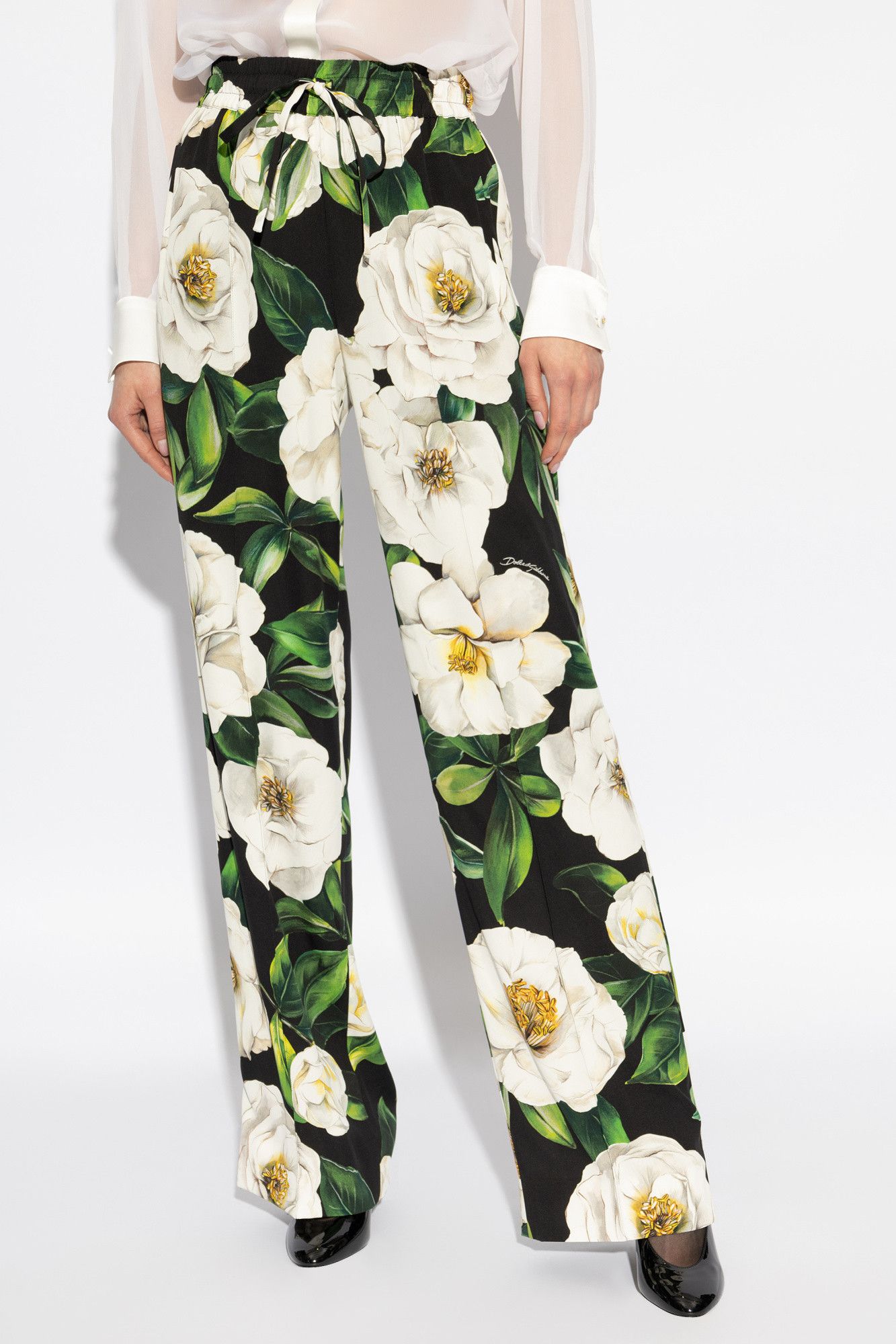 Dolce & Gabbana o1s22i1n0225 Floral Pattern Silk Pant in Multicolor Size 28" / US 6 / IT 42 - 3 Thumbnail