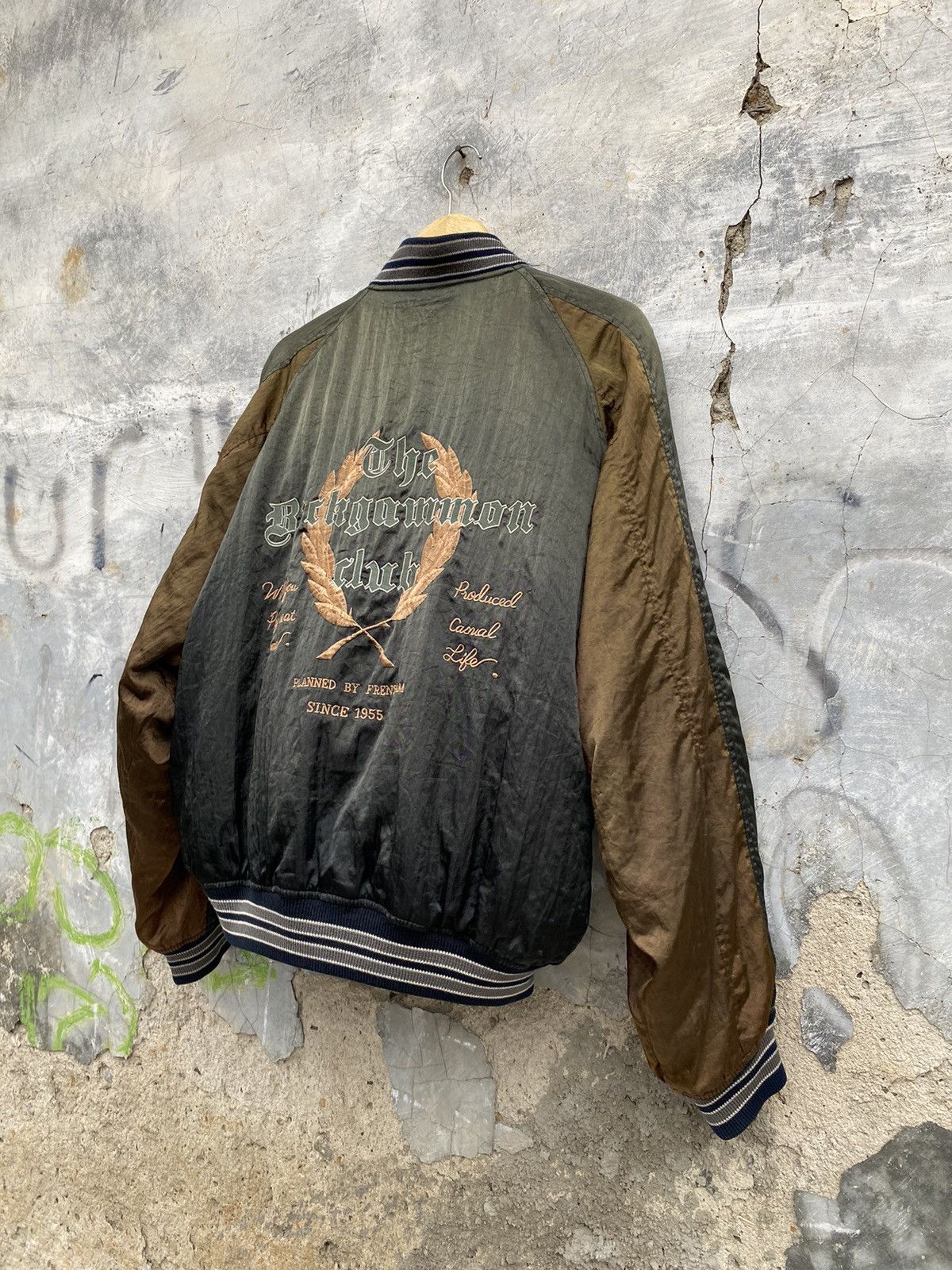Japanese Brand 80s Frensham “The Back Gammon Club” Final Home Style Bomber Size US XL / EU 56 / 4 - 2 Thumbnail