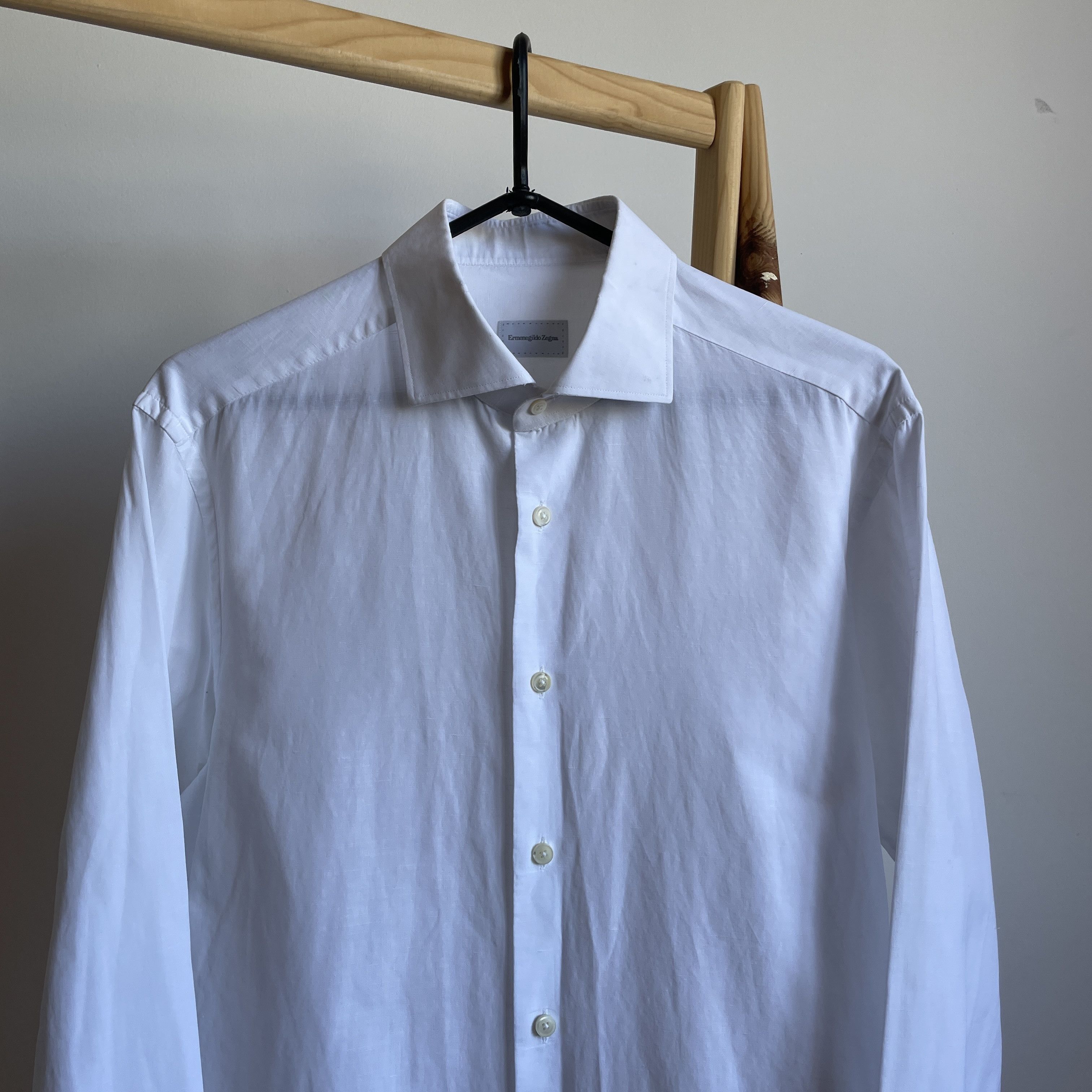 Ermenegildo Zegna Ermenegildo Zegna Cotton/Linen Slim Fit Dress Shirt Size 41 Size 38R - 3 Thumbnail