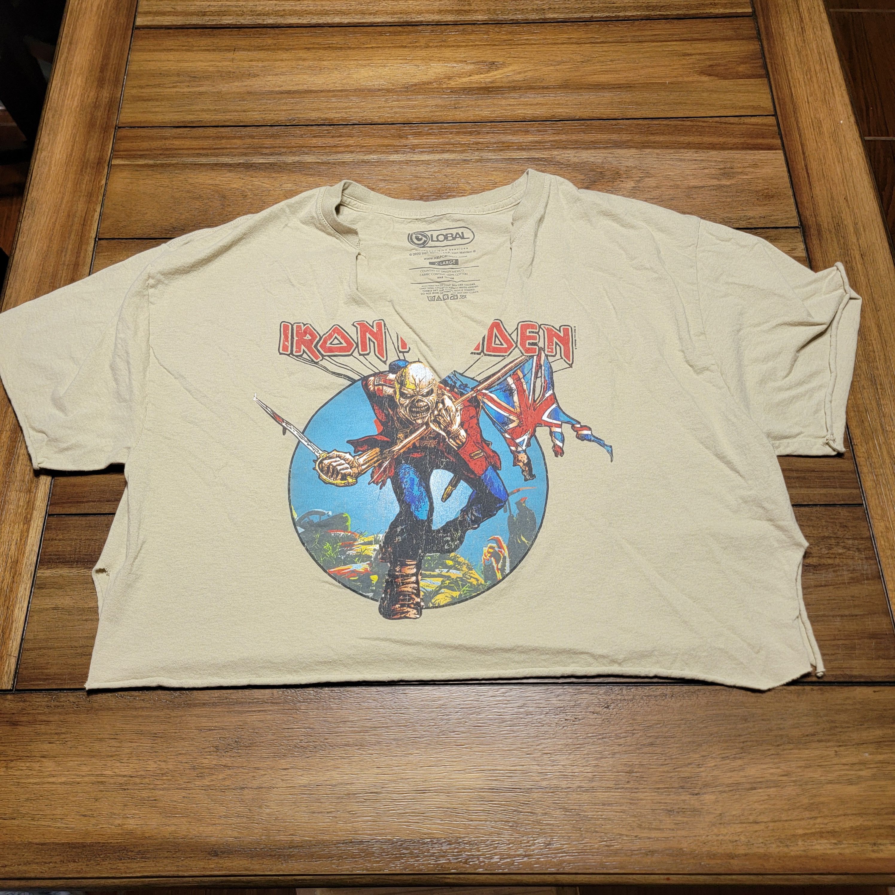 Other G Lobal Tan SS Cut Crop Tee "Iron Maiden" - Size XL Size XL / US 12-14 / IT 48-50 - 1 Thumbnail