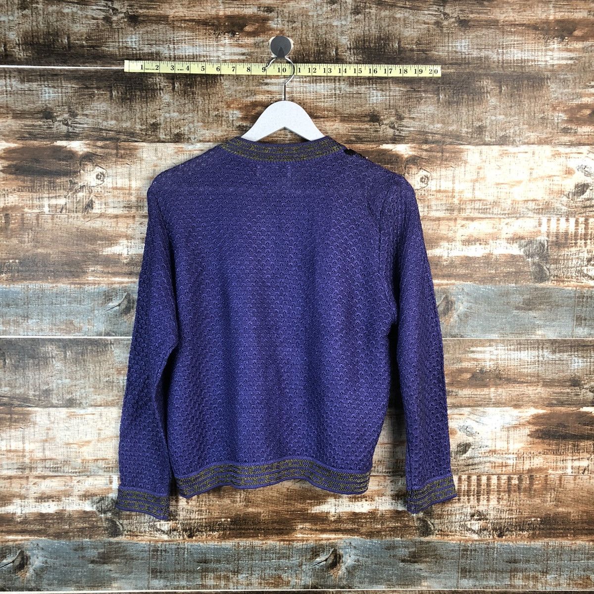 Japanese Brand Elegant Embroidery Purple Cardigan Knitwear #A2350 Size M / US 6-8 / IT 42-44 - 12 Thumbnail