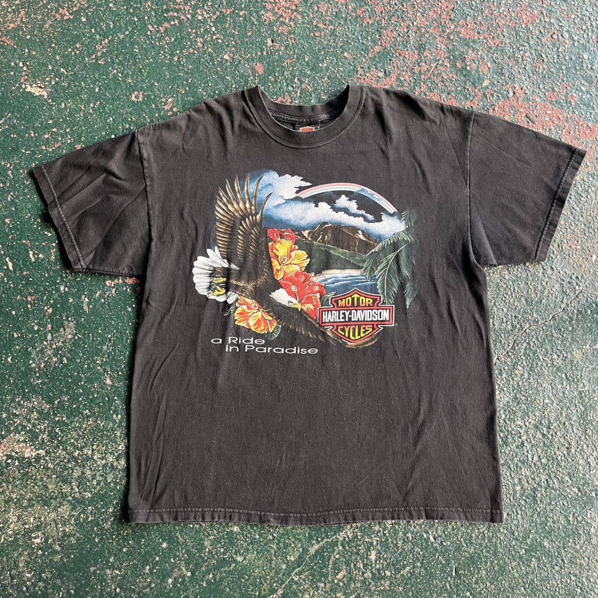 Harley Davidson Rare 90s Hawaii Maui HD Rainbow Eagle Faded Biker Grunge Y2K Size US L / EU 52-54 / 3 - 1 Thumbnail