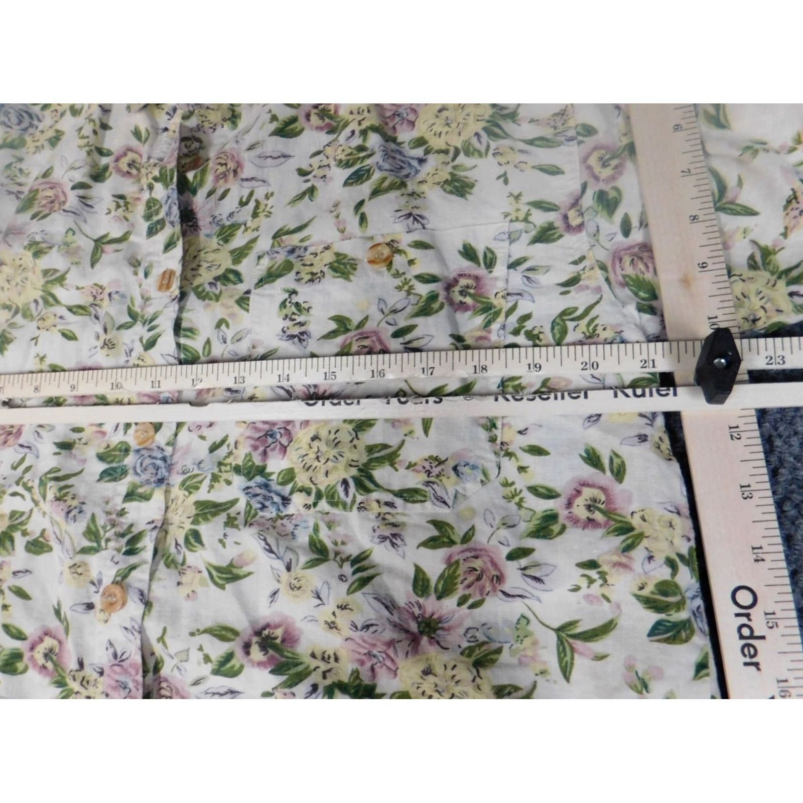 Vintage Carolina Colours Womens Blouse S Yellow Floral Short Sleeve Button Crew Neck Cotton Linen Casual Size S / US 4 / IT 40 - 4 Thumbnail