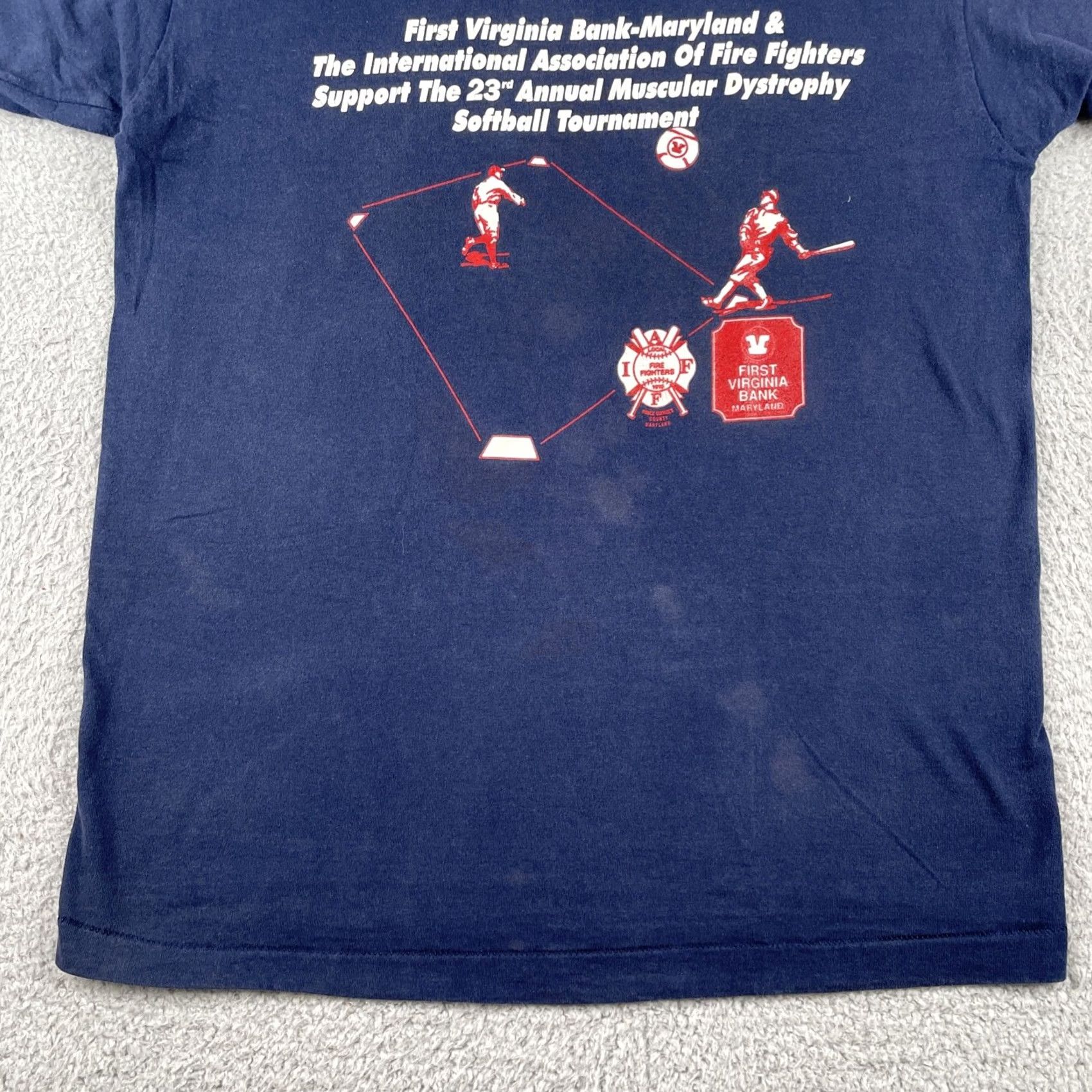 Fruit Of The Loom VINTAGE Fruit of the Loom T-Shirt Men L Blue USA Baseball Softball 90s Fire Fighters FOTL Shirts Size US L / EU 52-54 / 3 - 6 Thumbnail