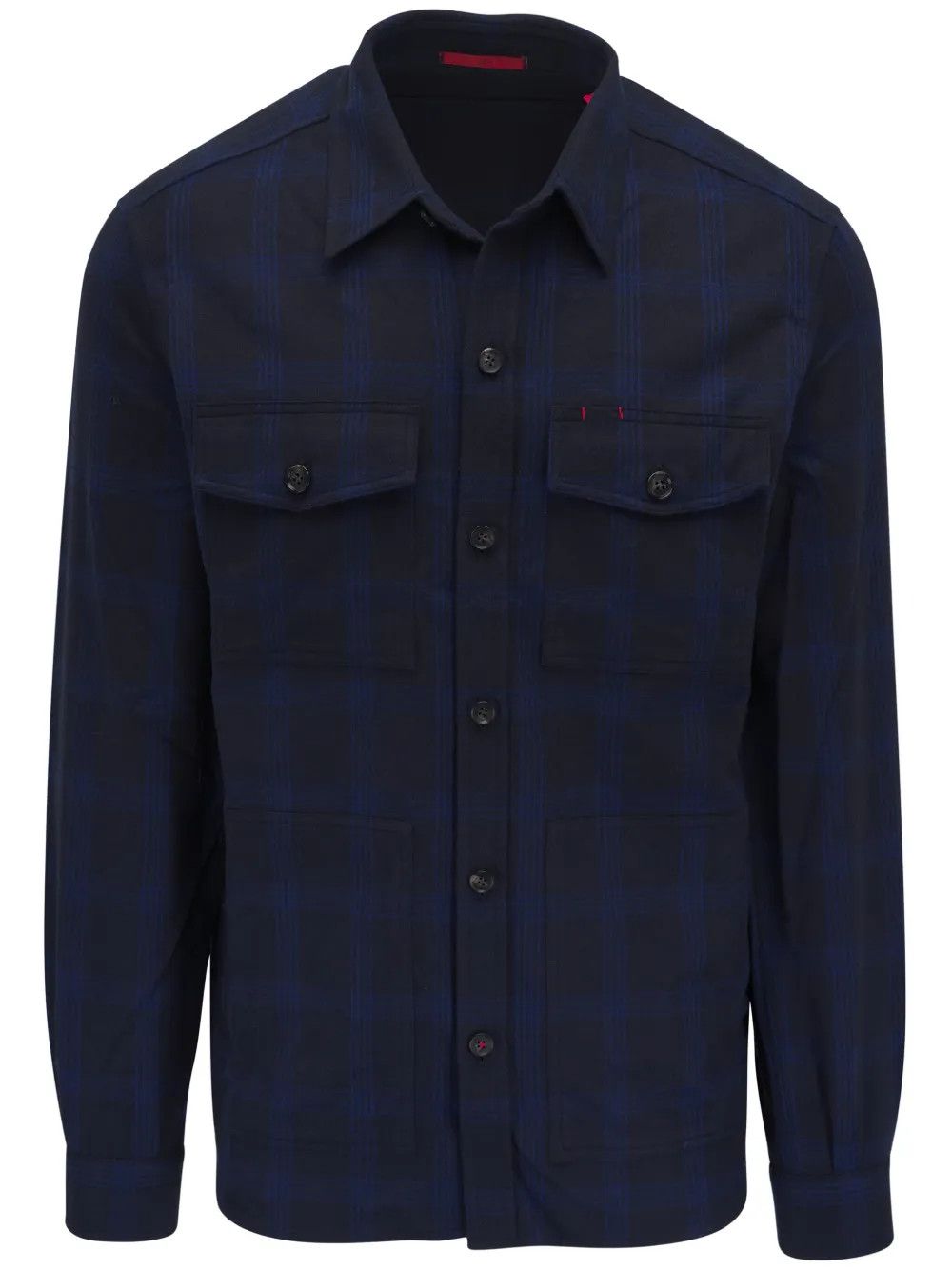 Isaia o1mtch0225 Windowpane Overshirt in Navy Size US L / EU 52-54 / 3 - 1 Thumbnail