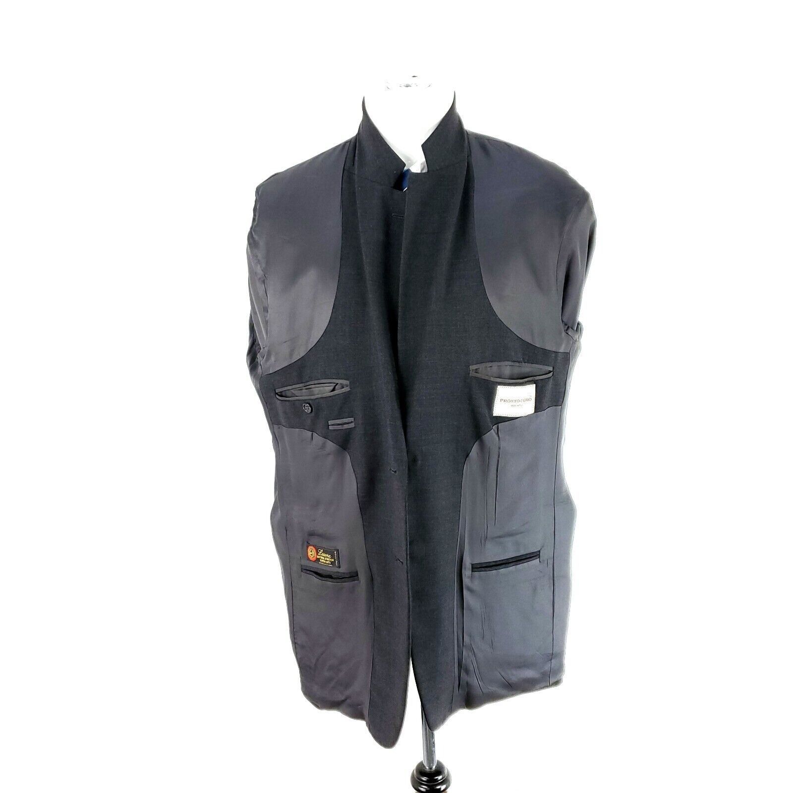 Pronto Uomo Pronto Uomo Lessona Natural Stretch Worsted Wool 2 Button Bl Size 42R - 11 Thumbnail