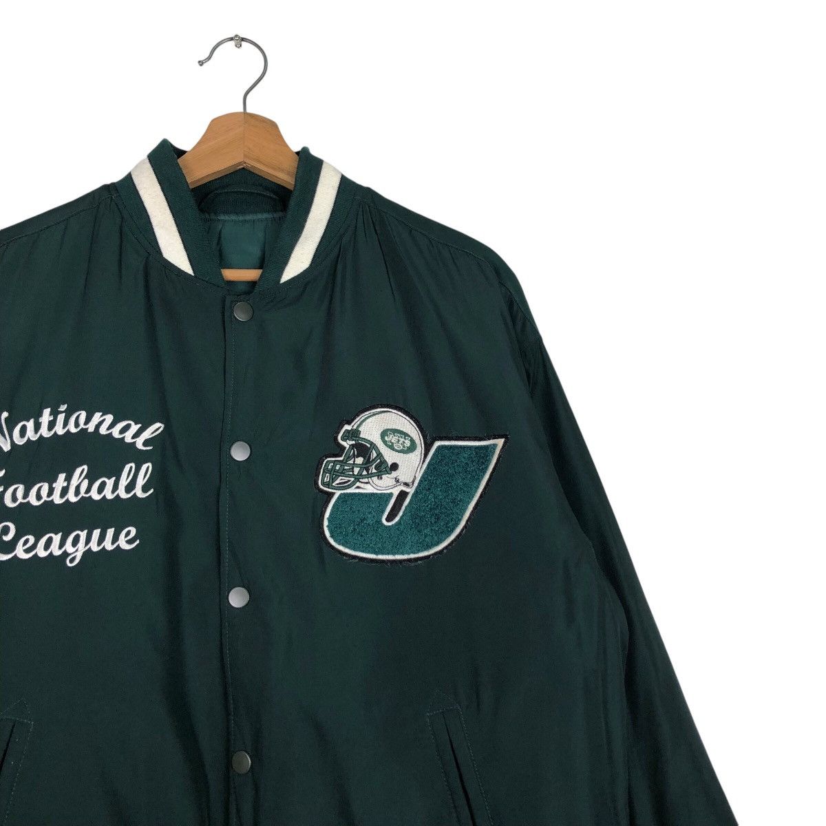 Japanese Brand 📌Vintage Bomber Jacket NFL New York Jets Big Logo Size US L / EU 52-54 / 3 - 7 Thumbnail