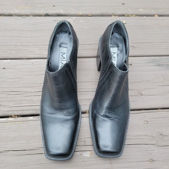 Vintage Vintage 90s y2k MIA Square Toe Chunky Heel Black Leather Low Size US 7.5 / IT 37.5 - 4 Thumbnail