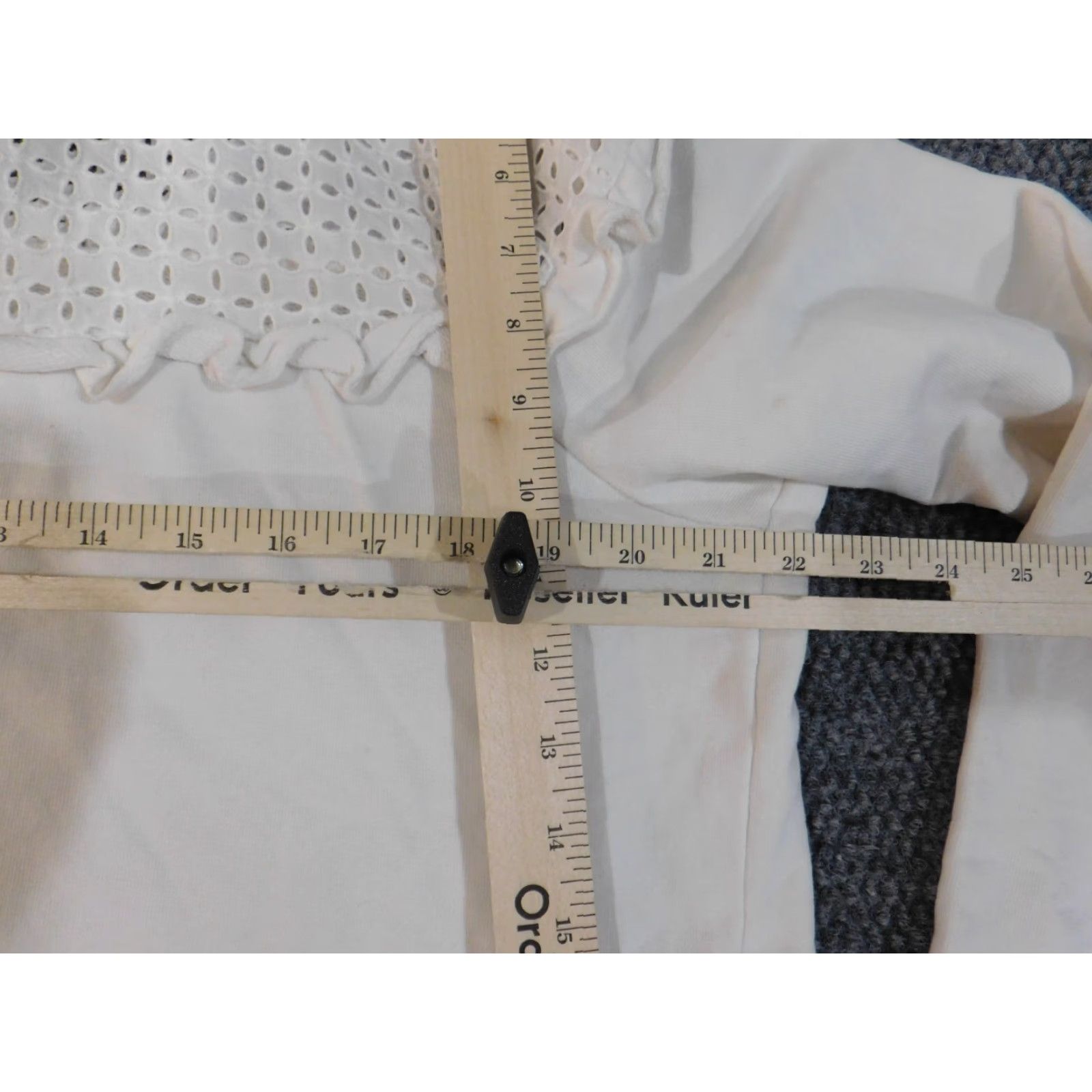 Vintage Crown & Ivy Sweater XL Womens White Eyelet Knit Crewneck Cotton Raglan Sleeve Pullover Size XL / US 12-14 / IT 48-50 - 6 Thumbnail