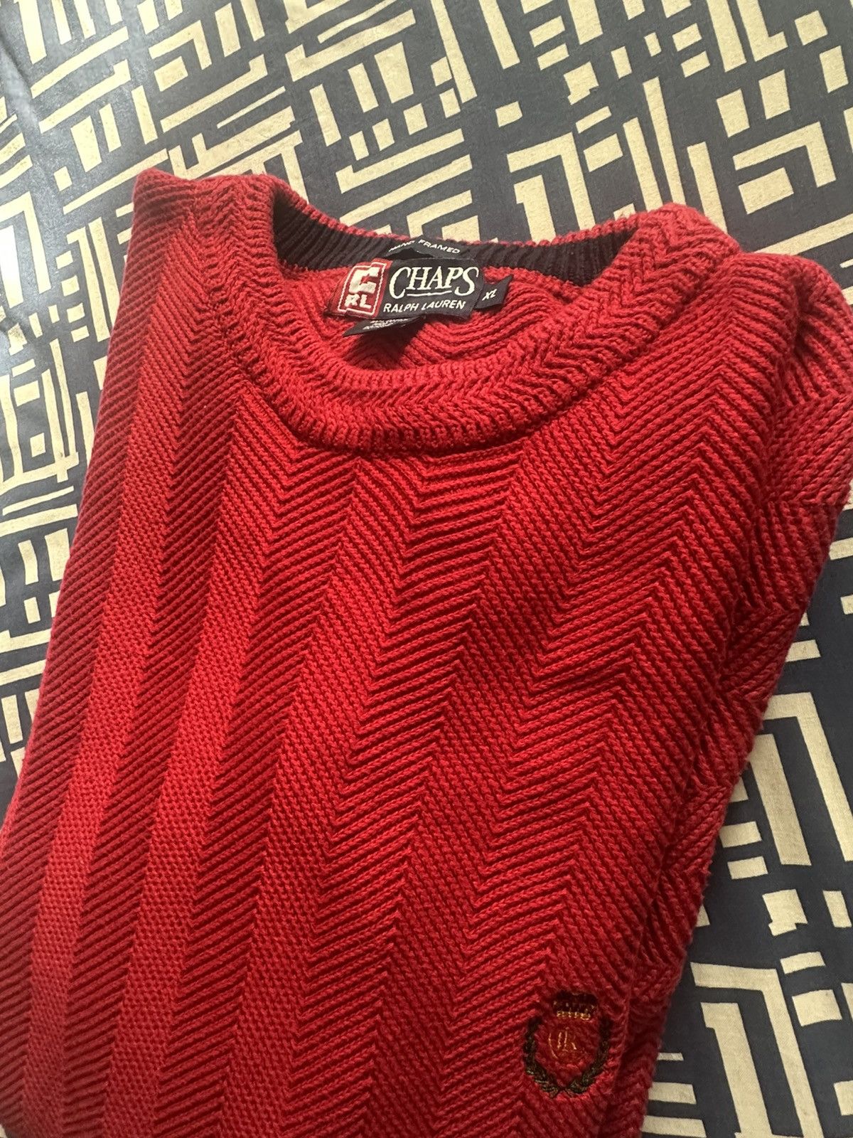 Chaps Ralph Lauren Vintage Chaps Ralph Lauren Sweater Red Knit Hand Framed 90s Size US XL / EU 56 / 4 - 6 Thumbnail