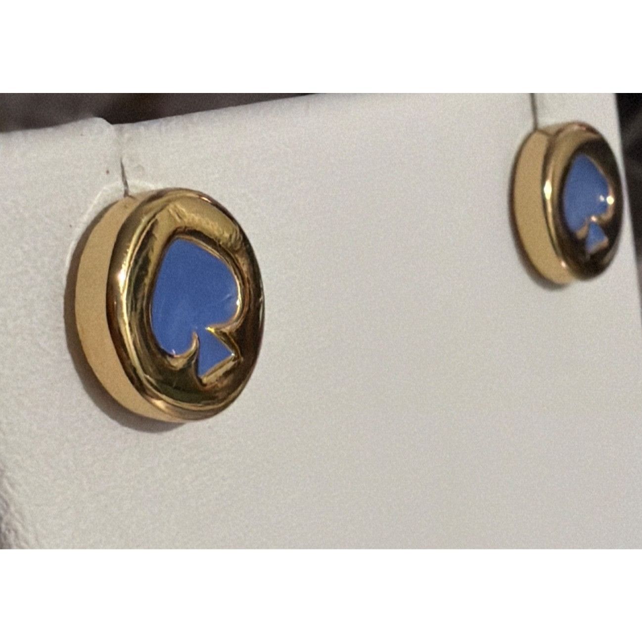 Kate Spade Kate Spade Gold Blue Enamel Spade Stud Earrings Glow Under B Size ONE SIZE - 3 Thumbnail