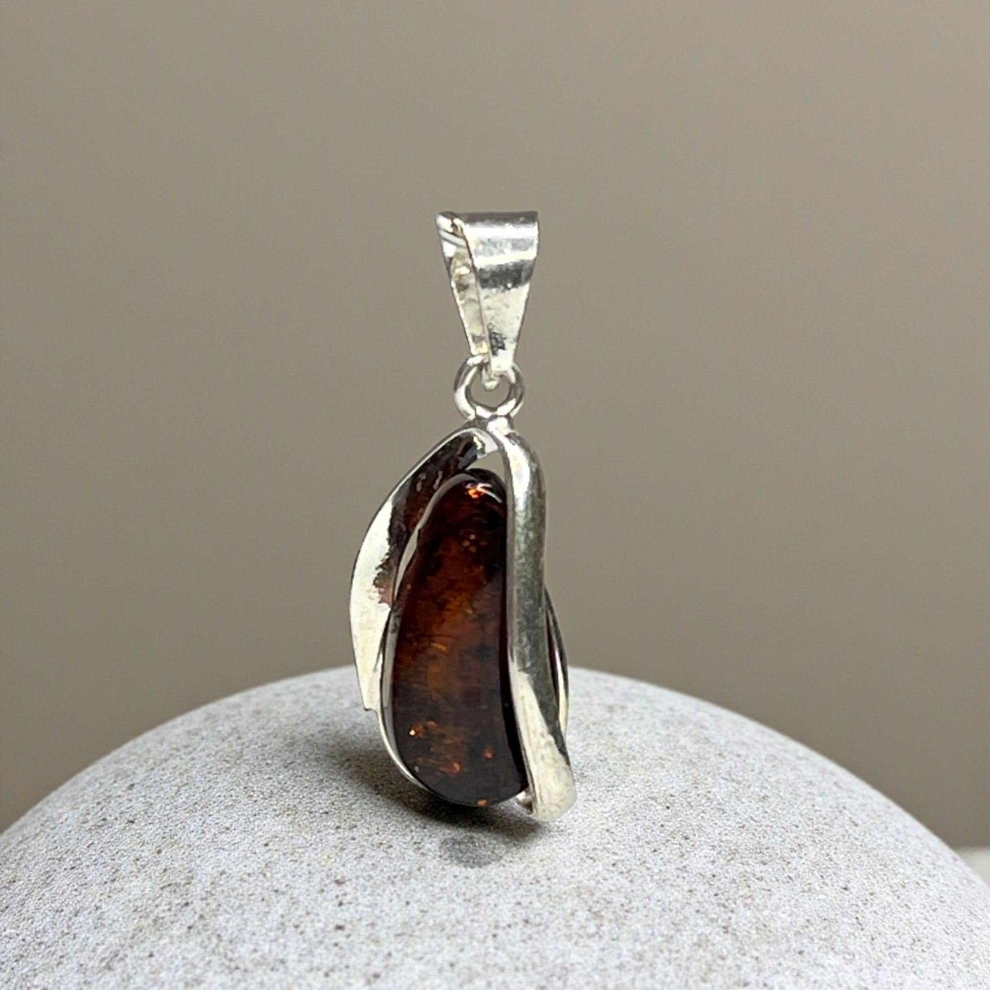 Other Amber Pendant With Sterling Silver Setting & Unique Inclusio Size ONE SIZE - 1 Thumbnail