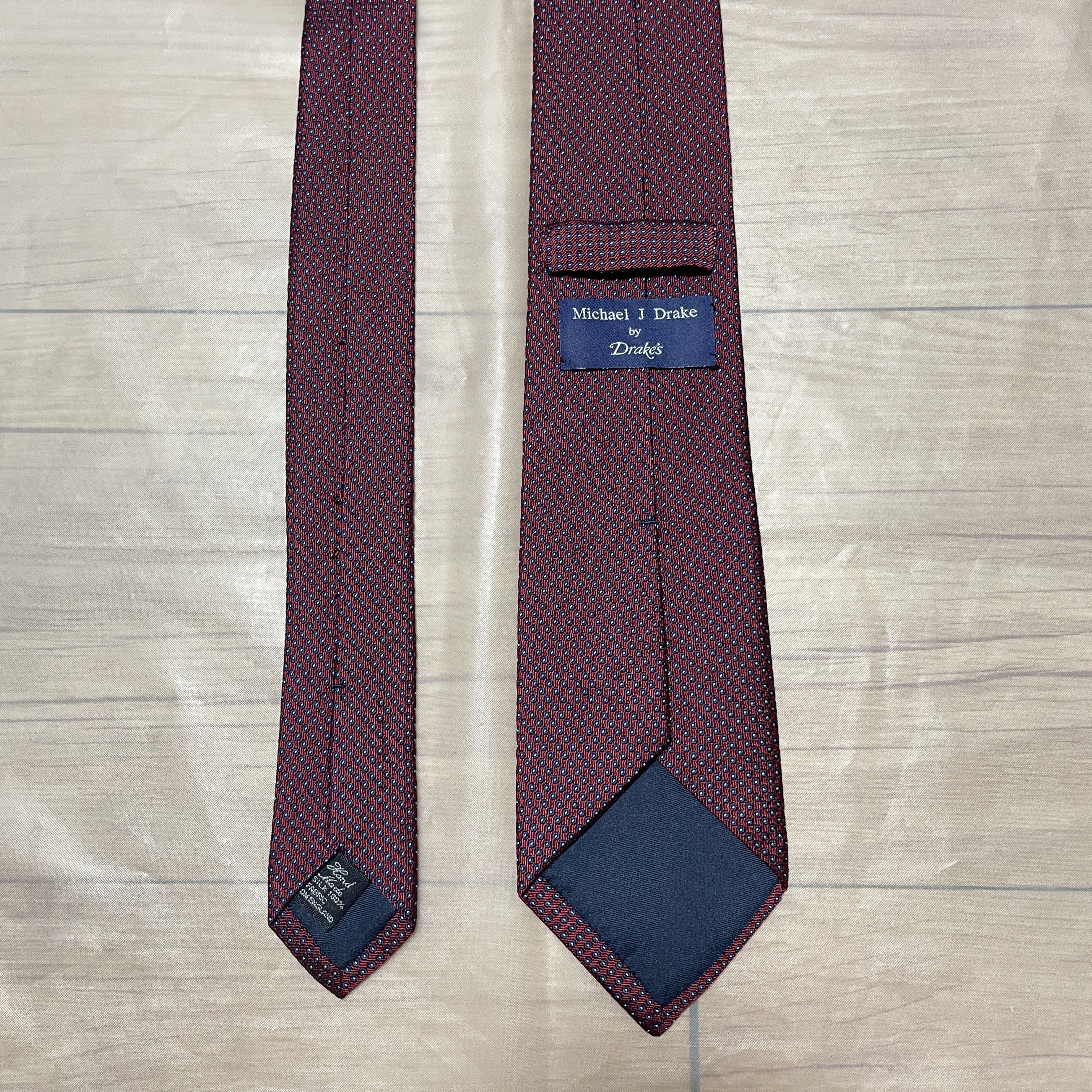 Drake's Drakes X Fairfax Navy dot Burgundy base tie Size ONE SIZE - 4 Thumbnail