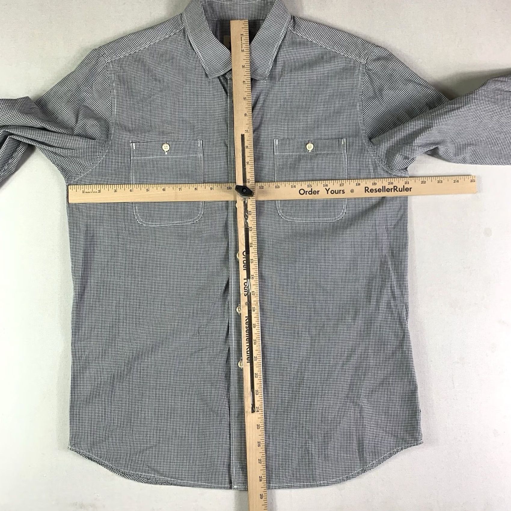 Vintage Howie Shirt Mens Medium Check Gray Button-Up Dress Long Sleeve Mens Size 40R - 4 Thumbnail
