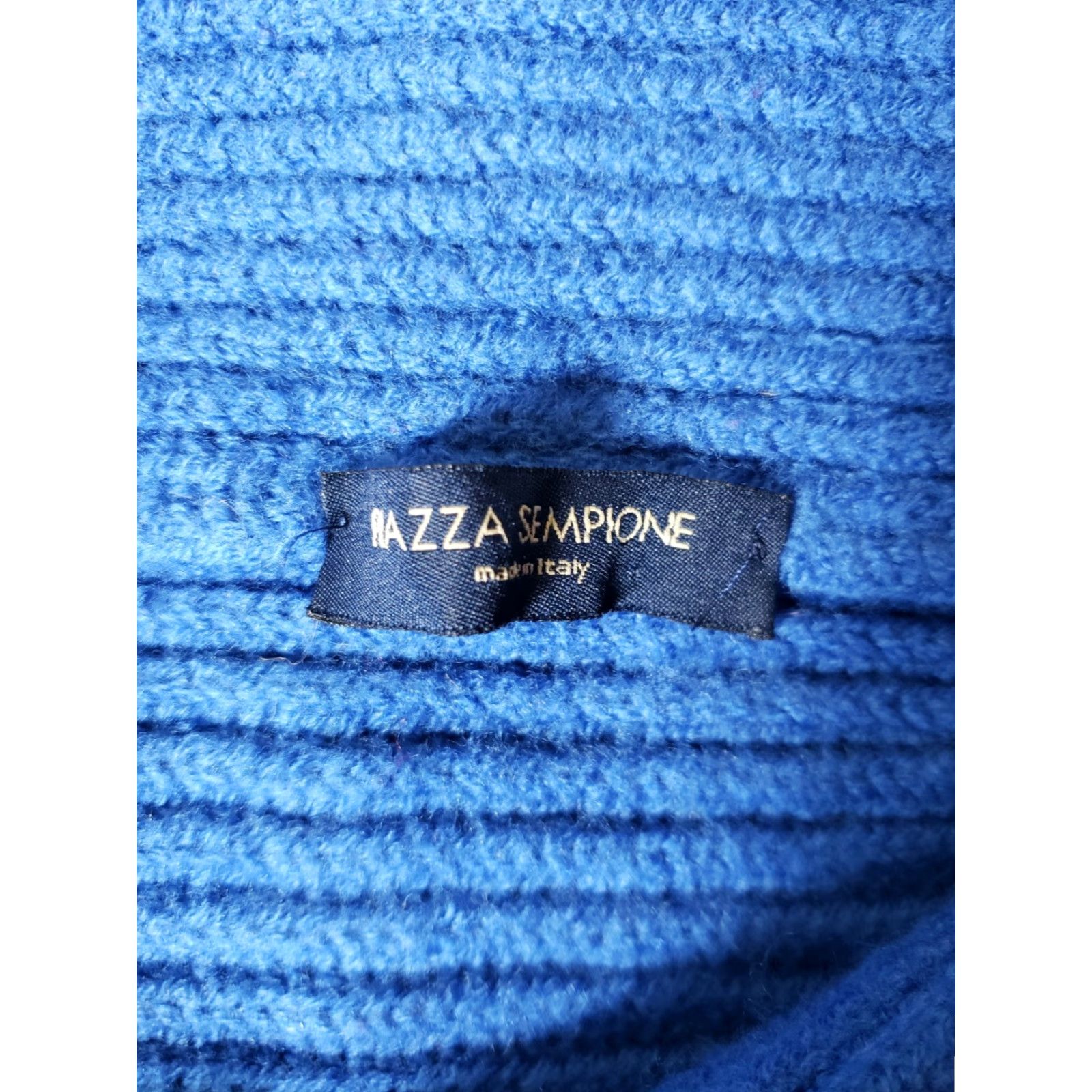 Piazza Sempione Piazza Sempione Cardigan - Chunky Ribbed Short Sleeve Topper - Blue - 44/US 8 - 100% Virgin Wool - Mock Neck - Button Closure - A-line - Women Size 30" / US 8 / IT 44 - 5 Thumbnail