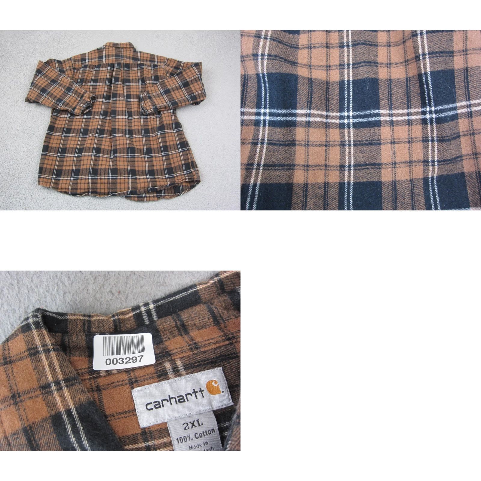 Carhartt Carhartt Shirt Mens 2XL XXL Brown Black Plaid Flannel Button Up Cotton Workwear Size US XXL / EU 58 / 5 - 8 Thumbnail