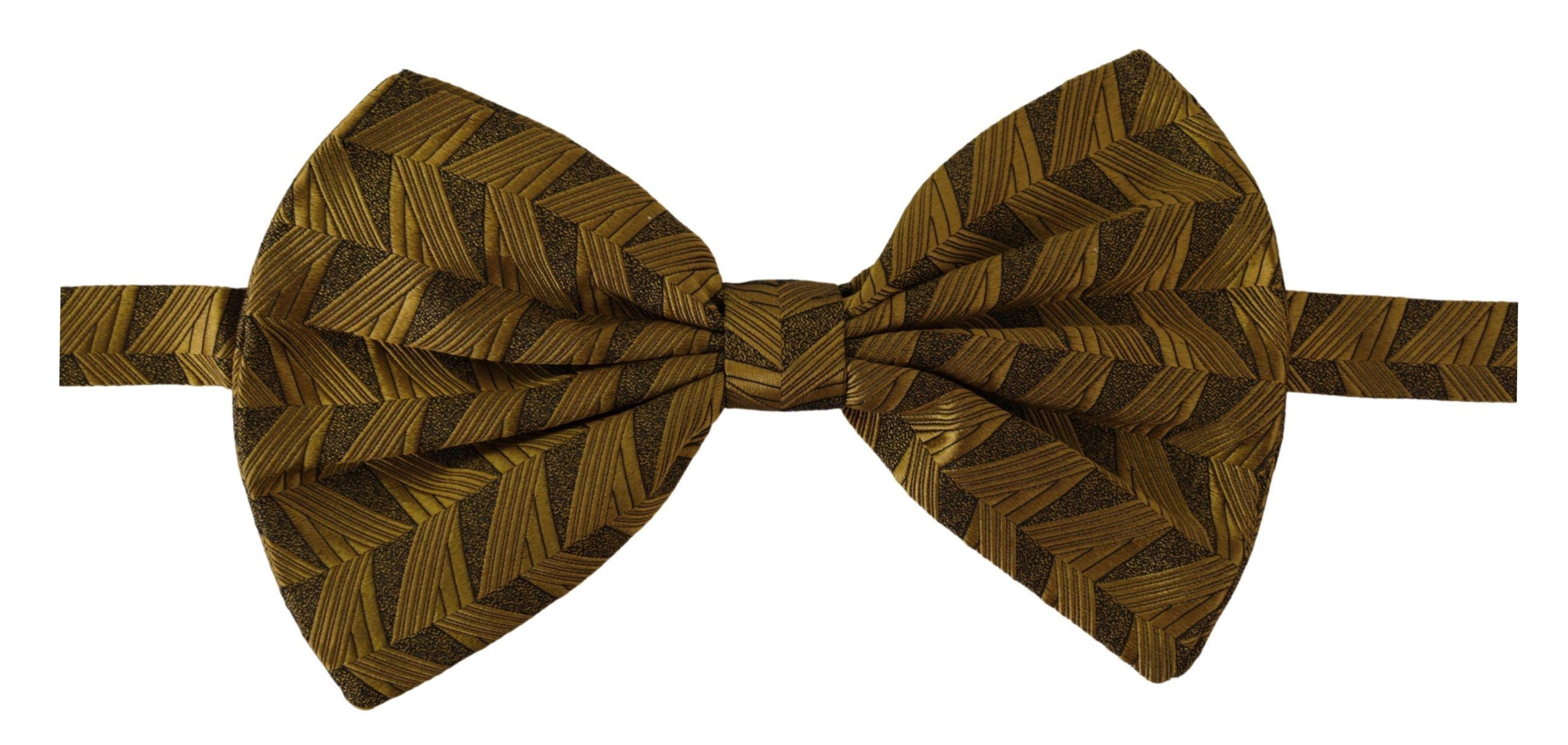 Dolce & Gabbana Elegant Gold Silk Bow Men's Tie Size ONE SIZE - 1 Thumbnail