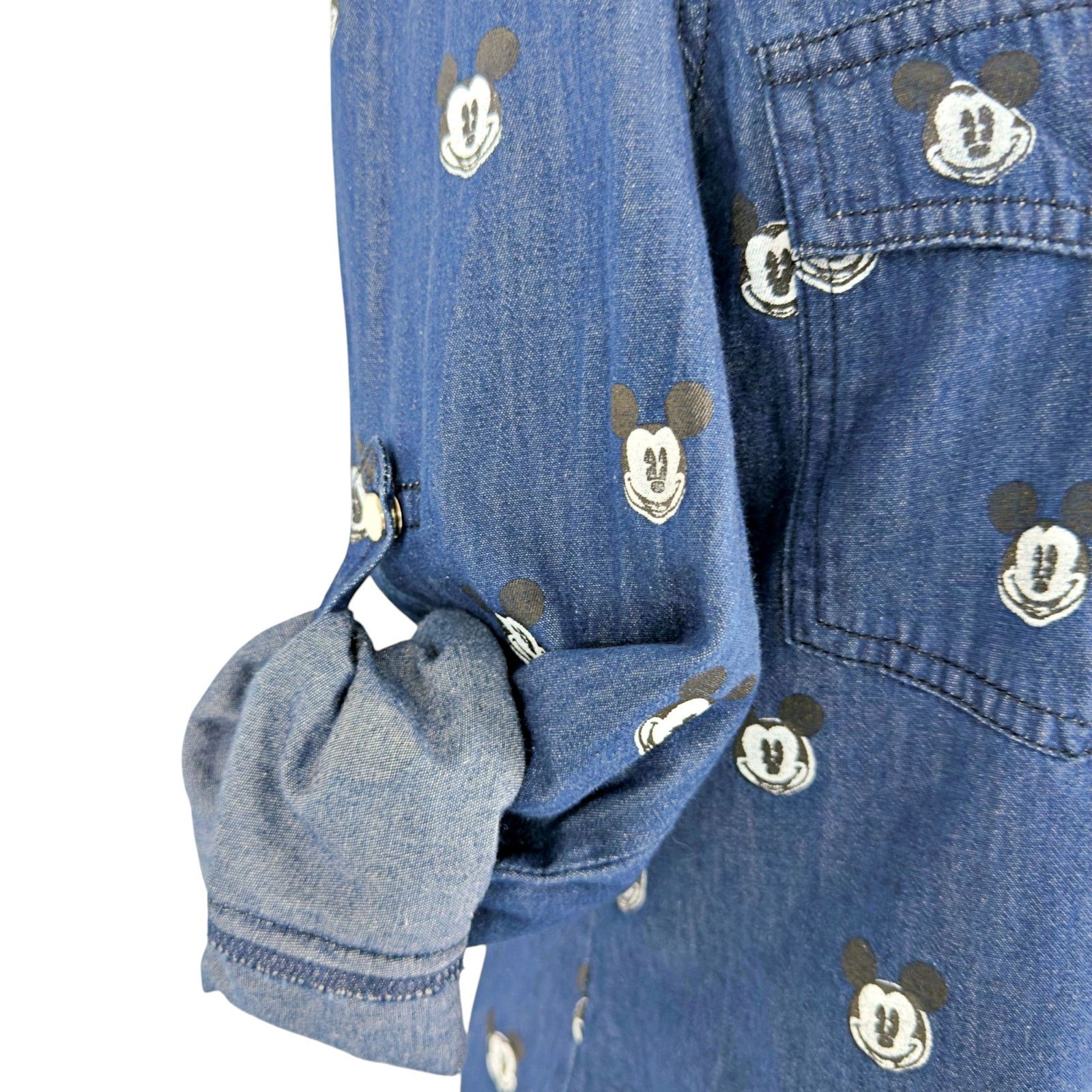 Disney RARE Disney x Kook n Keech Denim Mickey Studded Shirt *FLAW* Size M / US 6-8 / IT 42-44 - 6 Thumbnail