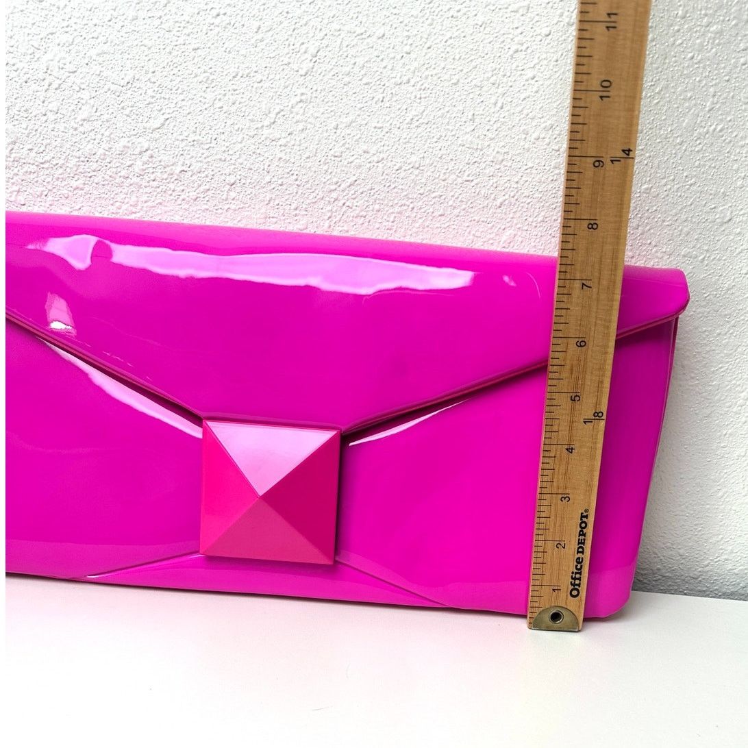 Valentino Valentino Hot Pink Patent Leather Large Envelope Clutch Size ONE SIZE - 15 Thumbnail