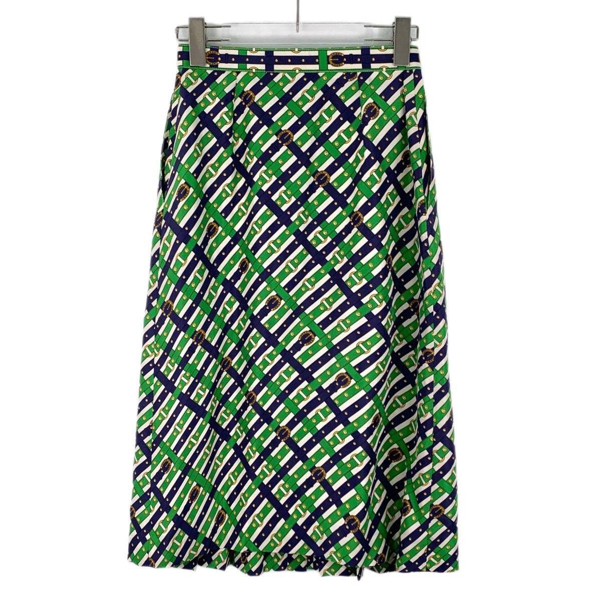 Gucci Gucci Green All-over Print Silk Long Casual Skirt K26WX Size 25" / US 0 / IT 36 - 2 Thumbnail